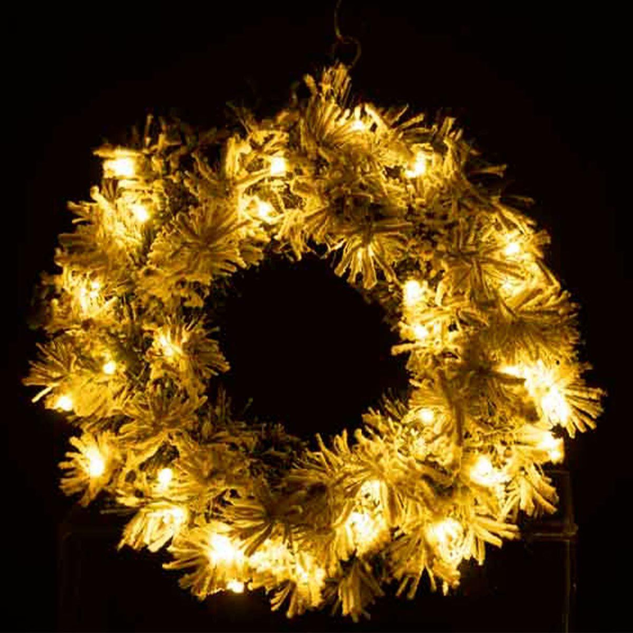 Voir la diapositive 3 : J-LINE Couronne de noël led  enneigée  44cm vert & blanc