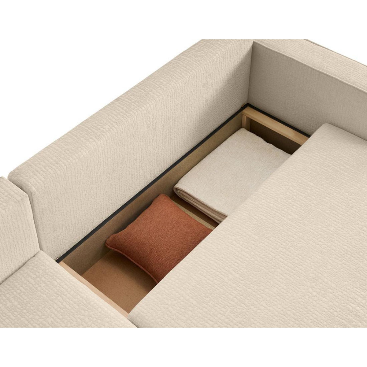 BEST MOBILIER Topaze - canapé d'angle réversible - 4 places - convertible avec coffre - en tissu velours relief