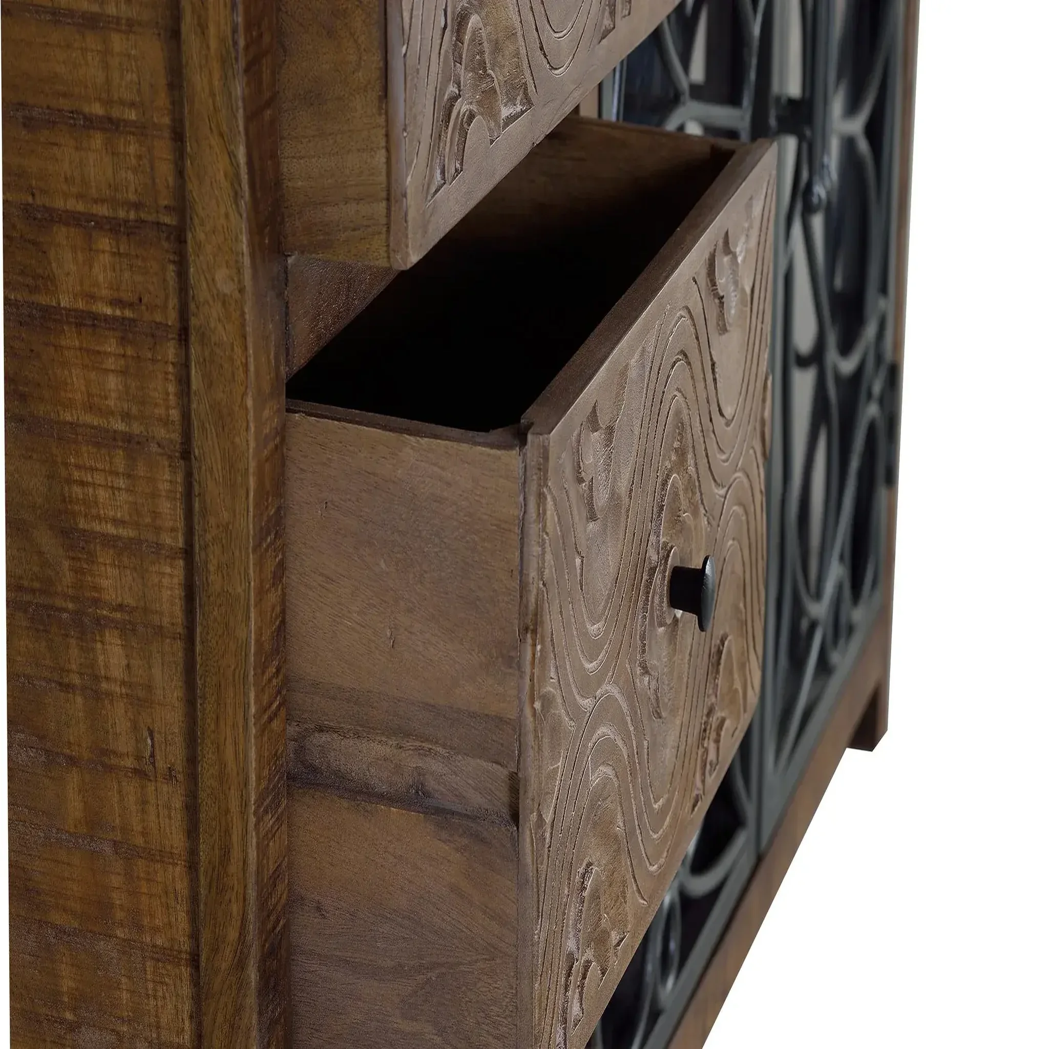 Voir la diapositive 3 : GINER Y COLOMER SL Buffet en bois de manguier 140cm style industriel moderne