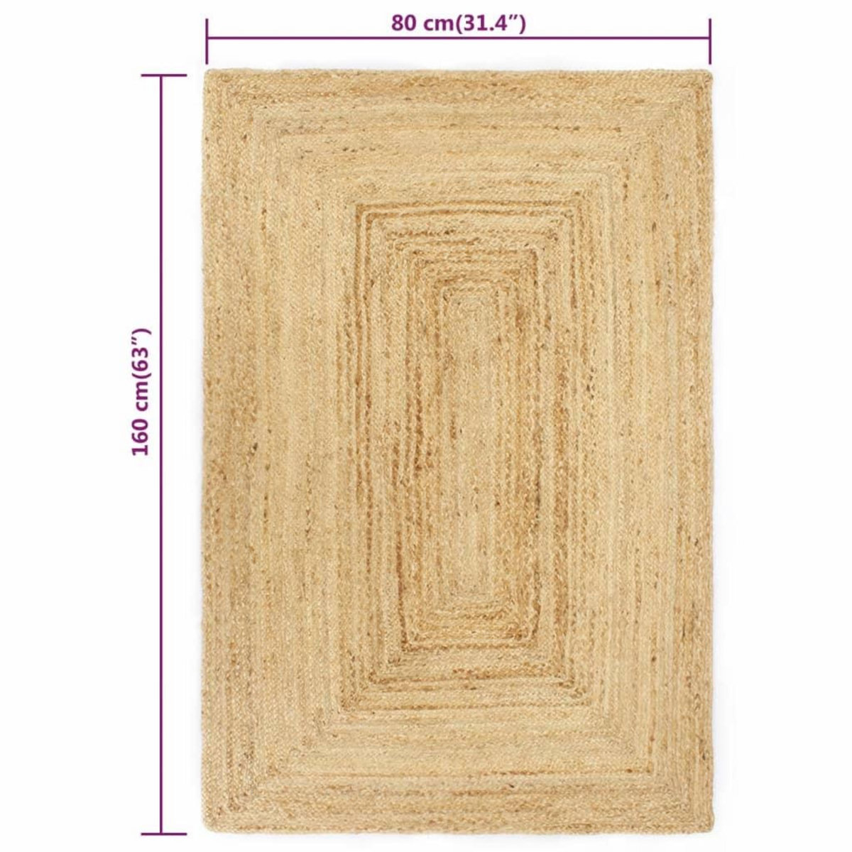 VIDAXL Tapis fait a la main Jute Naturel 80x160 cm