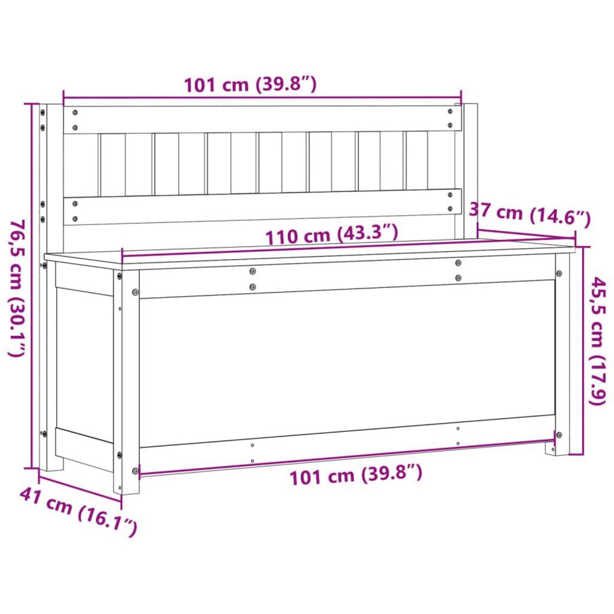 VIDAXL Banc Blanc 110x41x76,5 cm Bois de pin massif