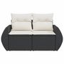 Voir la diapositive 4 : VIDAXL Canape de jardin avec coussins 2 places noir resine tressee