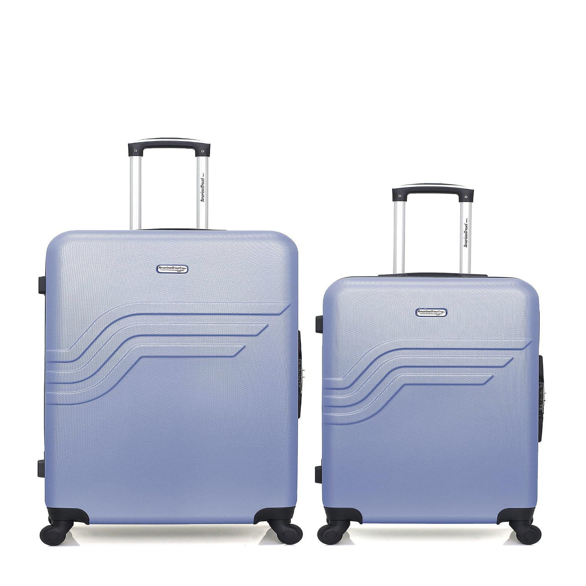 AMERICAN TRAVEL American travel - lot de 2 - valise grand format et valise weekend queens. Coloris disponibles : Bleu, Gris, Noir, Rose