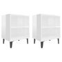 Voir la diapositive 2 : VIDAXL Tables de chevet pieds en metal 2 pcs blanc brillant 40x30x50cm
