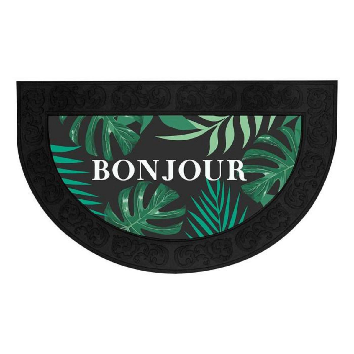Paris Prix Tapis d'Entrée Demi-Lune  Vesta  45x75cm Noir & Vert