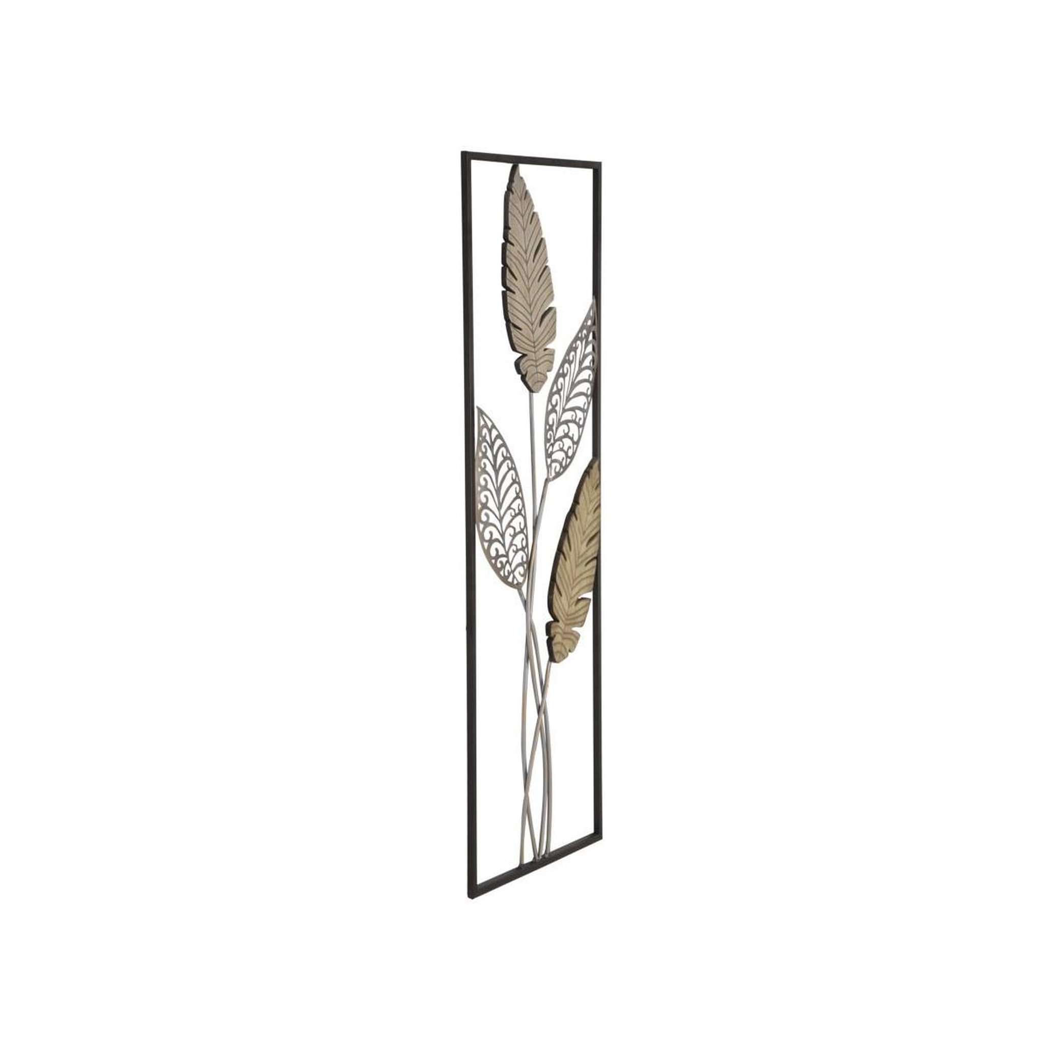 Voir la diapositive 2 : Paris Prix Déco murale encadrée en métal  foglie  91cm argent & or