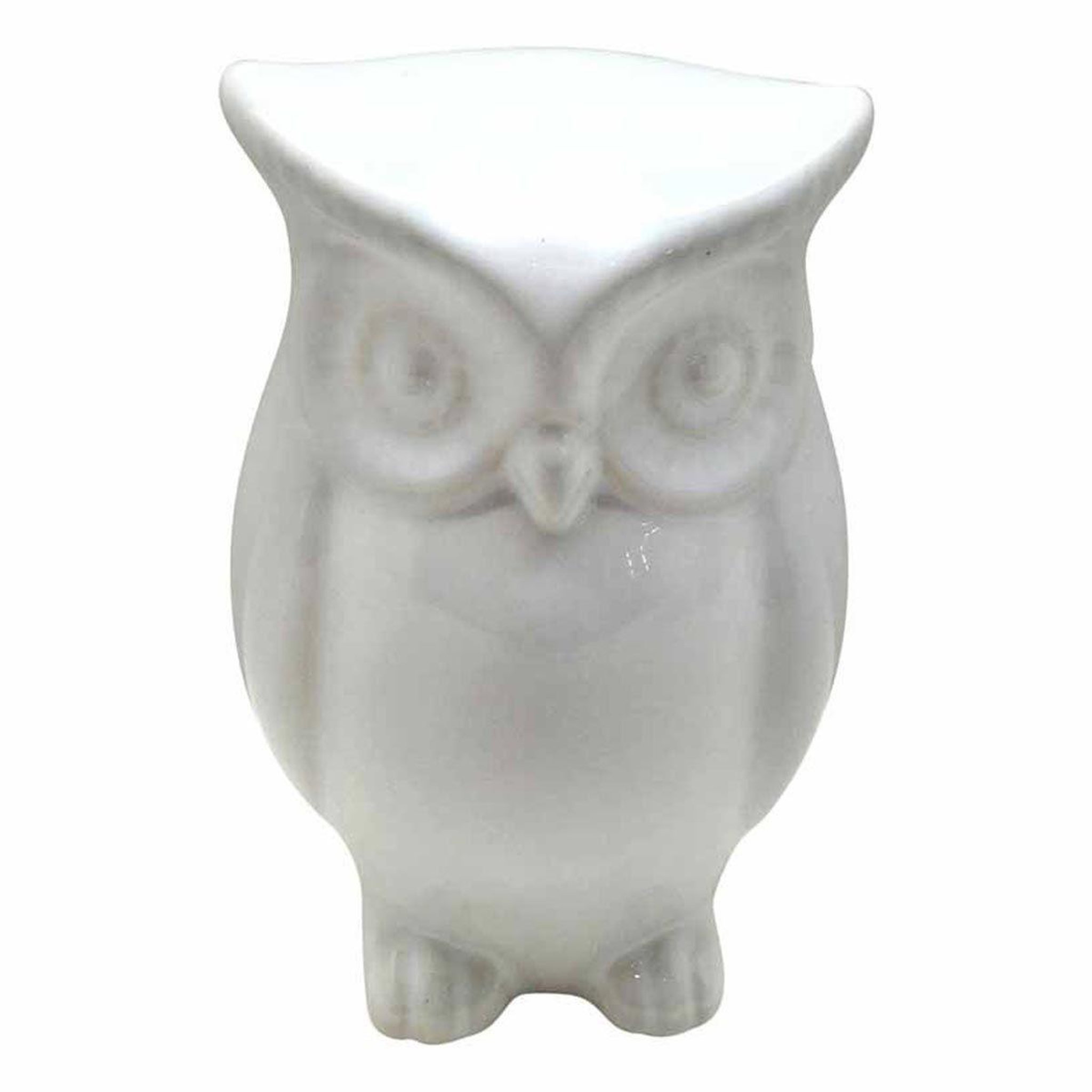 HOMEA Statue déco en céramique  jolie chouette  15cm blanc