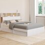 Voir la diapositive 6 : ID MARKET Lit double CLEM avec tête de lit, rangements et sommier 140 x 190 cm blanc