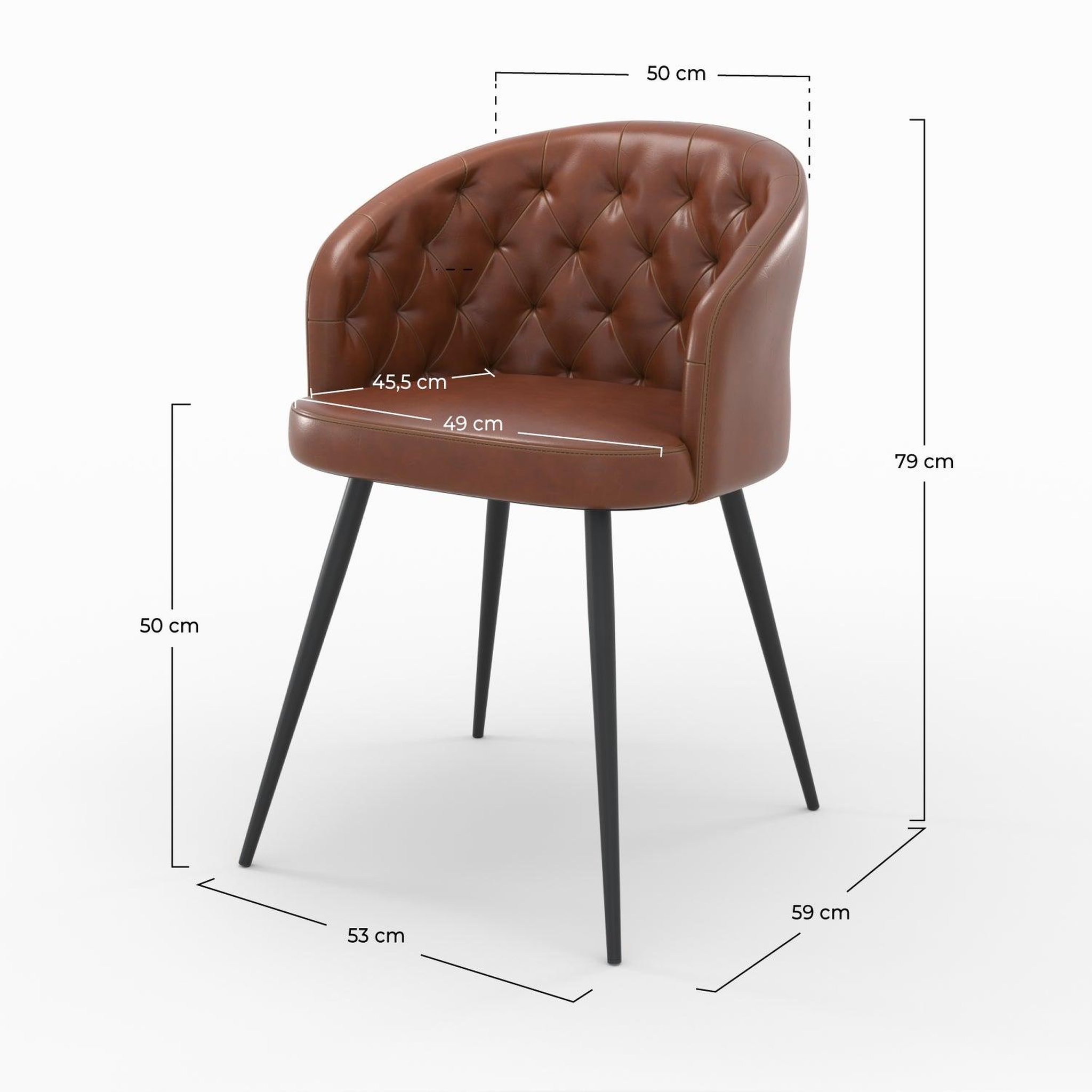 Voir la diapositive 4 : MAISON PAVANE Chaise en cuir de buffle marron et pieds en métal noir-anatole