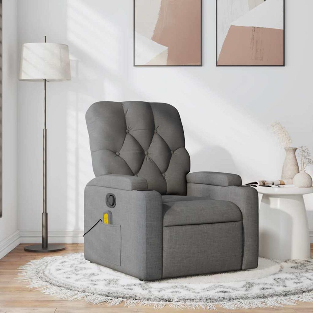 VIDAXL Fauteuil de massage inclinable Gris fonce Tissu