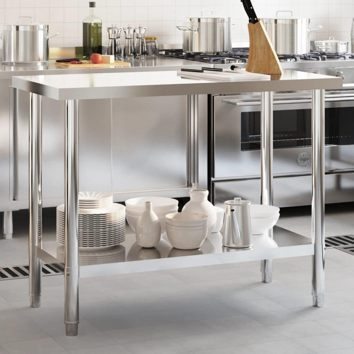 VIDAXL Table de travail de cuisine 110x55x85 cm acier inoxydable