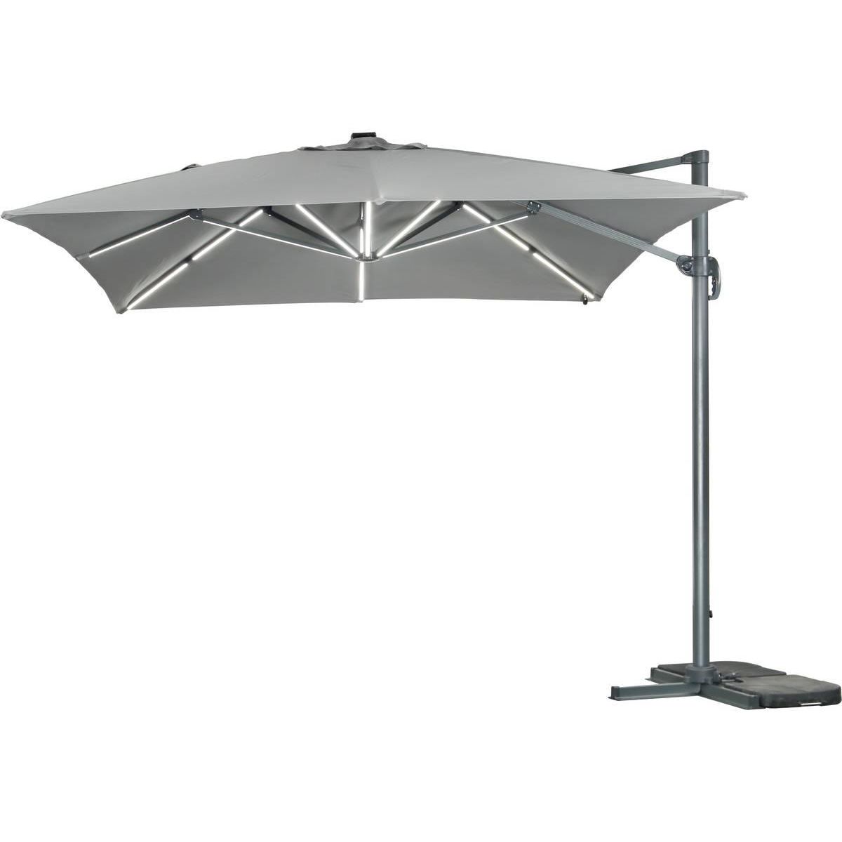 Habitat et Jardin Parasol jardin déporté led alu  Sun 3 Luxe  3 x 3 m - Gris