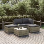 VIDAXL Salon de jardin 5 pcs avec coussins Gris Resine tressee
