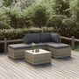Voir la diapositive 1 : VIDAXL Salon de jardin 5 pcs avec coussins Gris Resine tressee