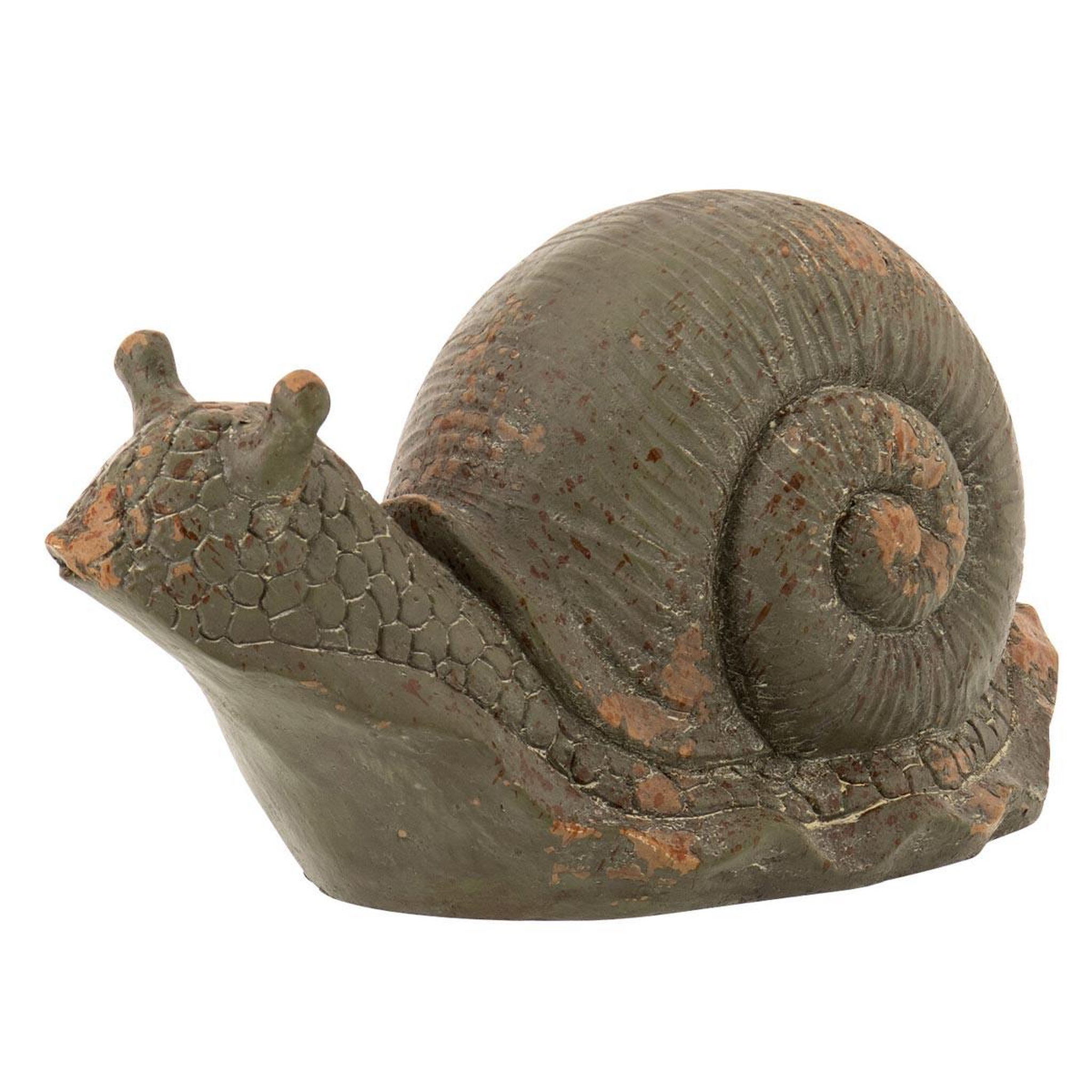 J-LINE Statuette escargot d'extérieur  antik  27cm vert foncé