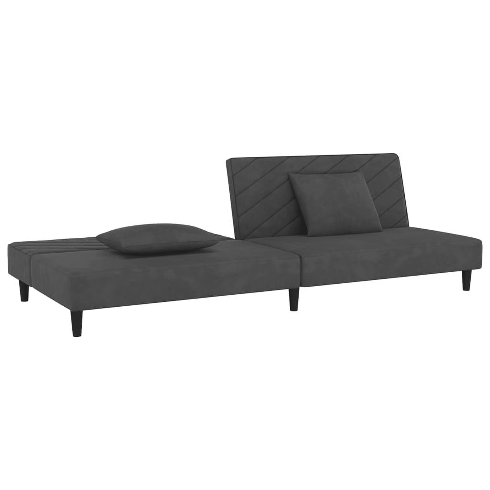 Voir la diapositive 4 : VIDAXL Canape-lit a 2 places avec deux oreillers Gris fonce Velours
