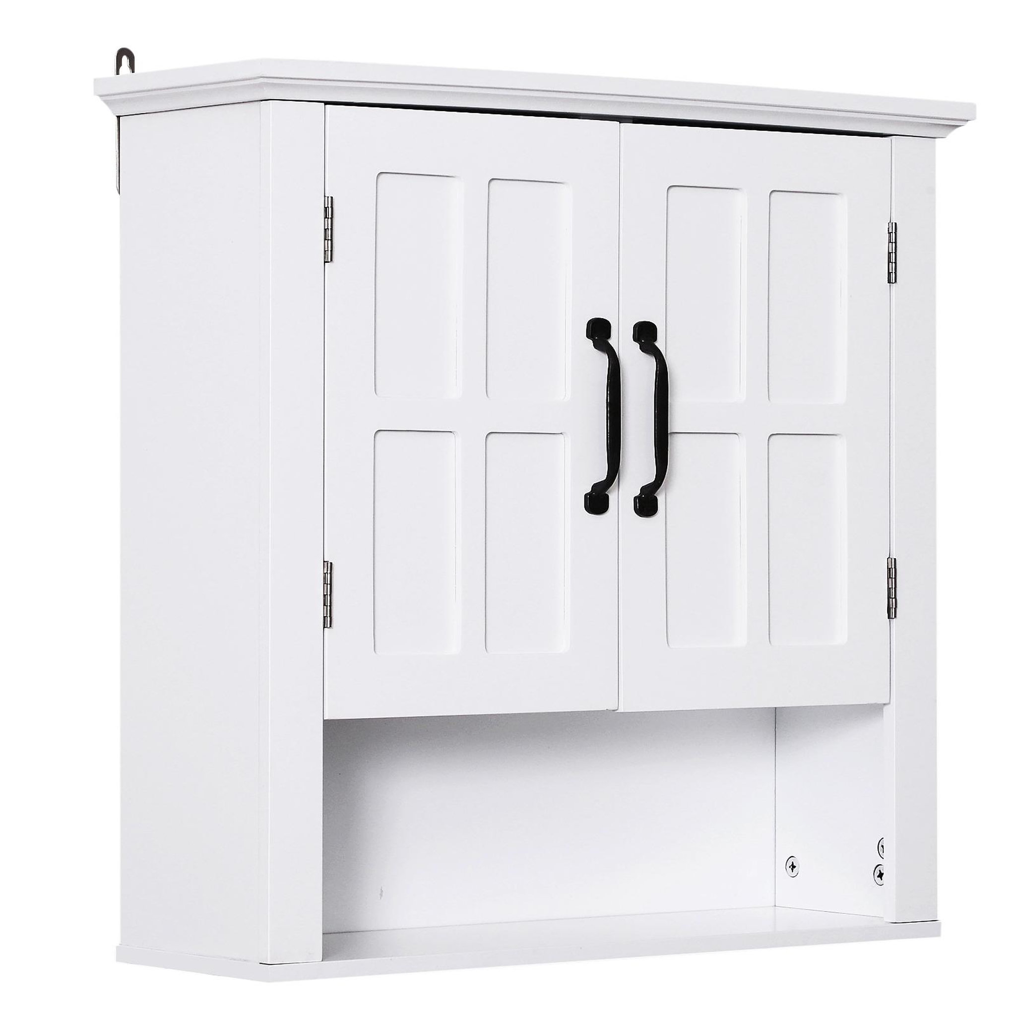 HOMCOM Armoire haute murale de salle de bain ou wc placard 2 portes 2 étagères niche dim. 60l x 20l x 58h cm mdf panneaux particules blanc