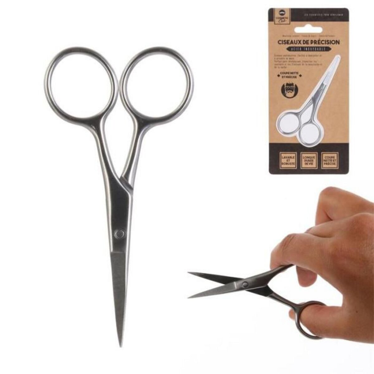 Paris Prix Ciseaux de Précision  Moustache  10cm Argent