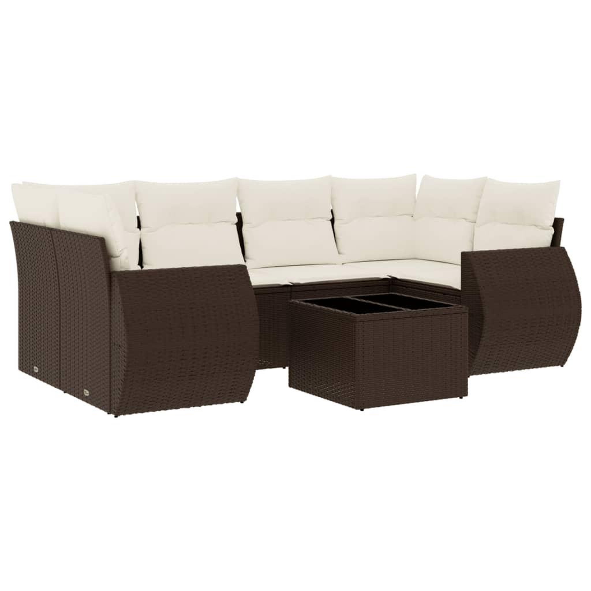 Voir la diapositive 2 : VIDAXL Salon de jardin avec coussins 7 pcs marron resine tressee