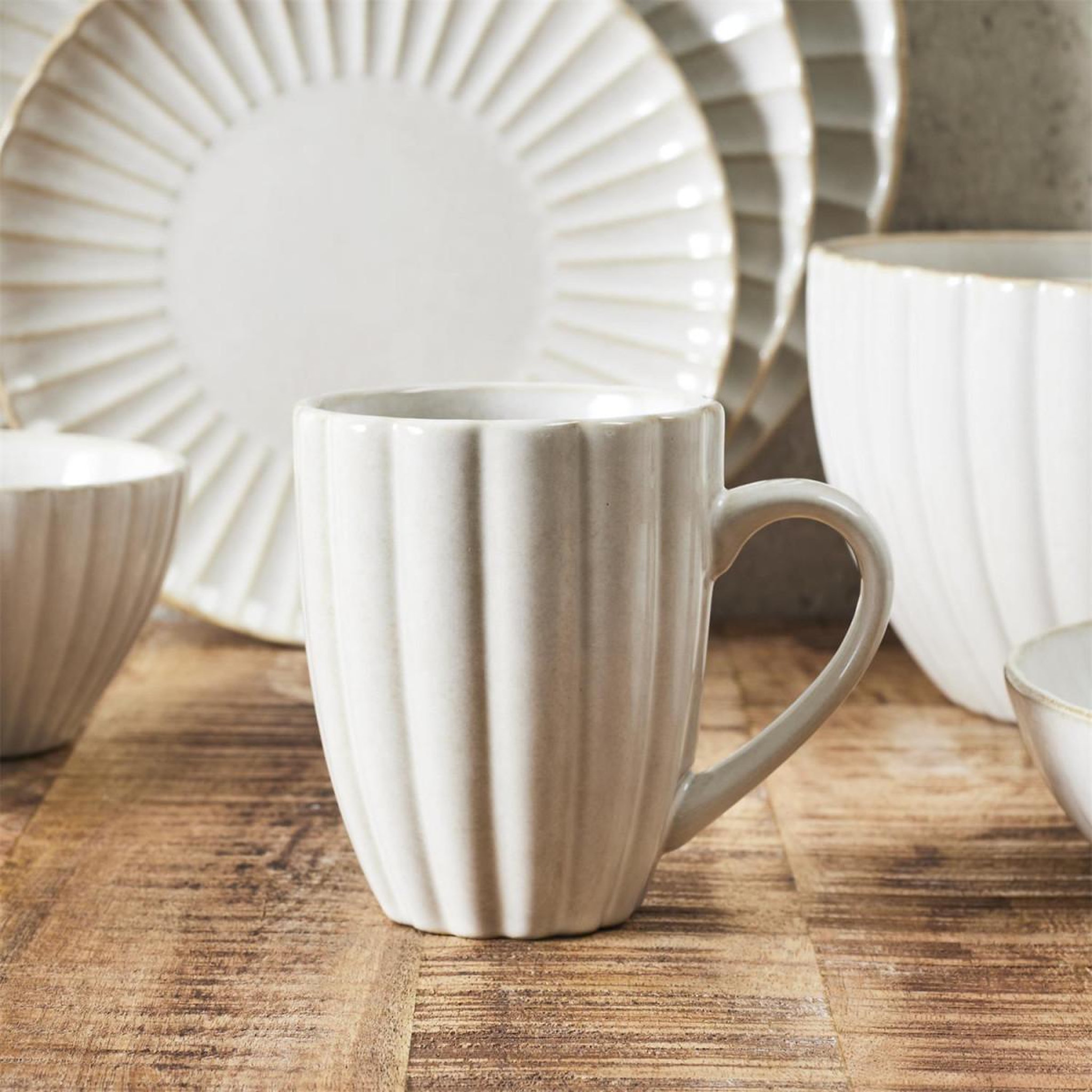 Voir la diapositive 4 : The Home Deco Factory Lot de 6 mugs en céramique  vlora  30cl beige
