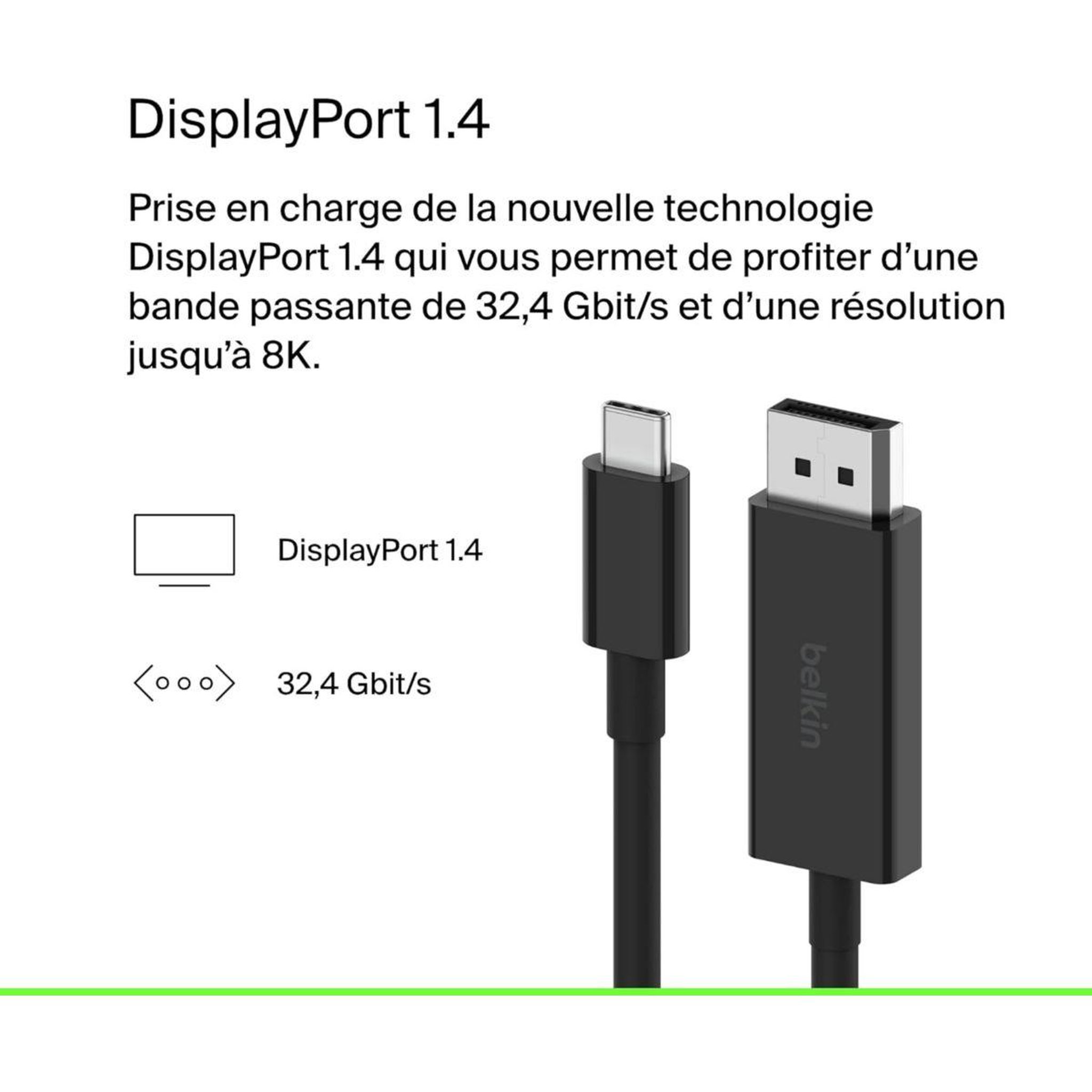 Voir la diapositive 4 : Belkin Connecteur vers DisplayPort 1.4 noir 2M