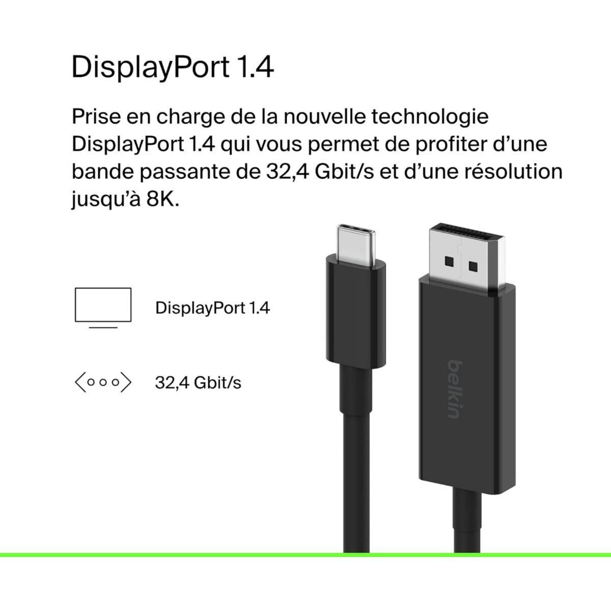 Belkin Connecteur vers DisplayPort 1.4 noir 2M