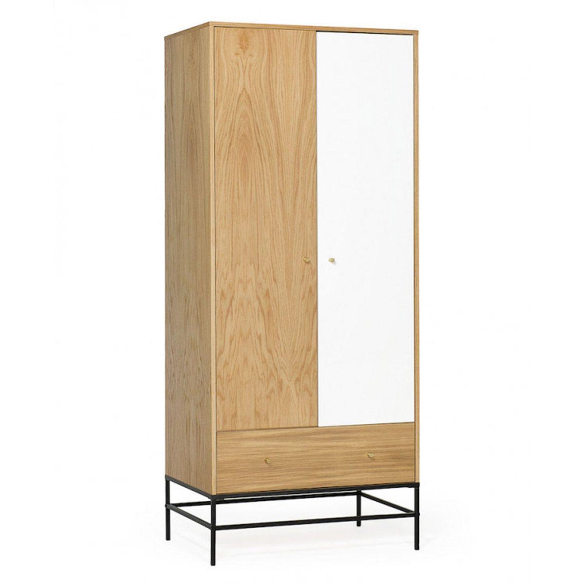 Paris Prix Armoire 2 portes & 1 tiroir  flo  190cm chêne & blanc