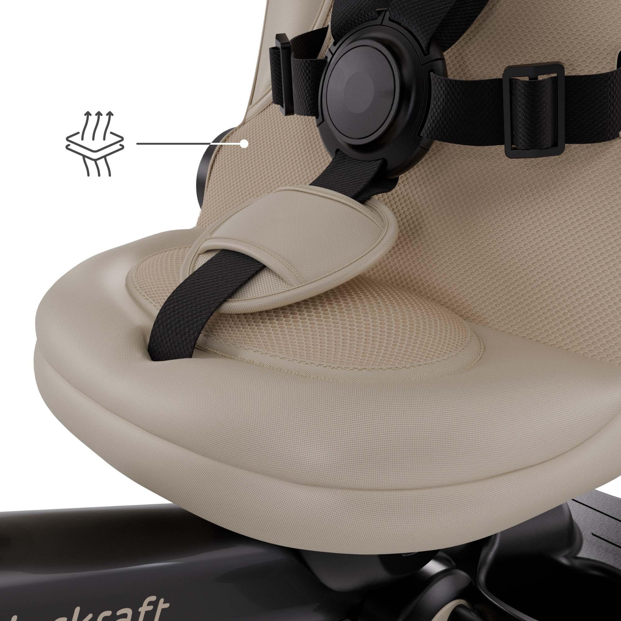 Voir la diapositive 6 : KINDERKRAFT Tricycle Kinderkraft AVEO 2 PLUS 6-en-1 évolutif, siège 360°, position allongée, canopy UPF50+, pliage rapide, Beige
