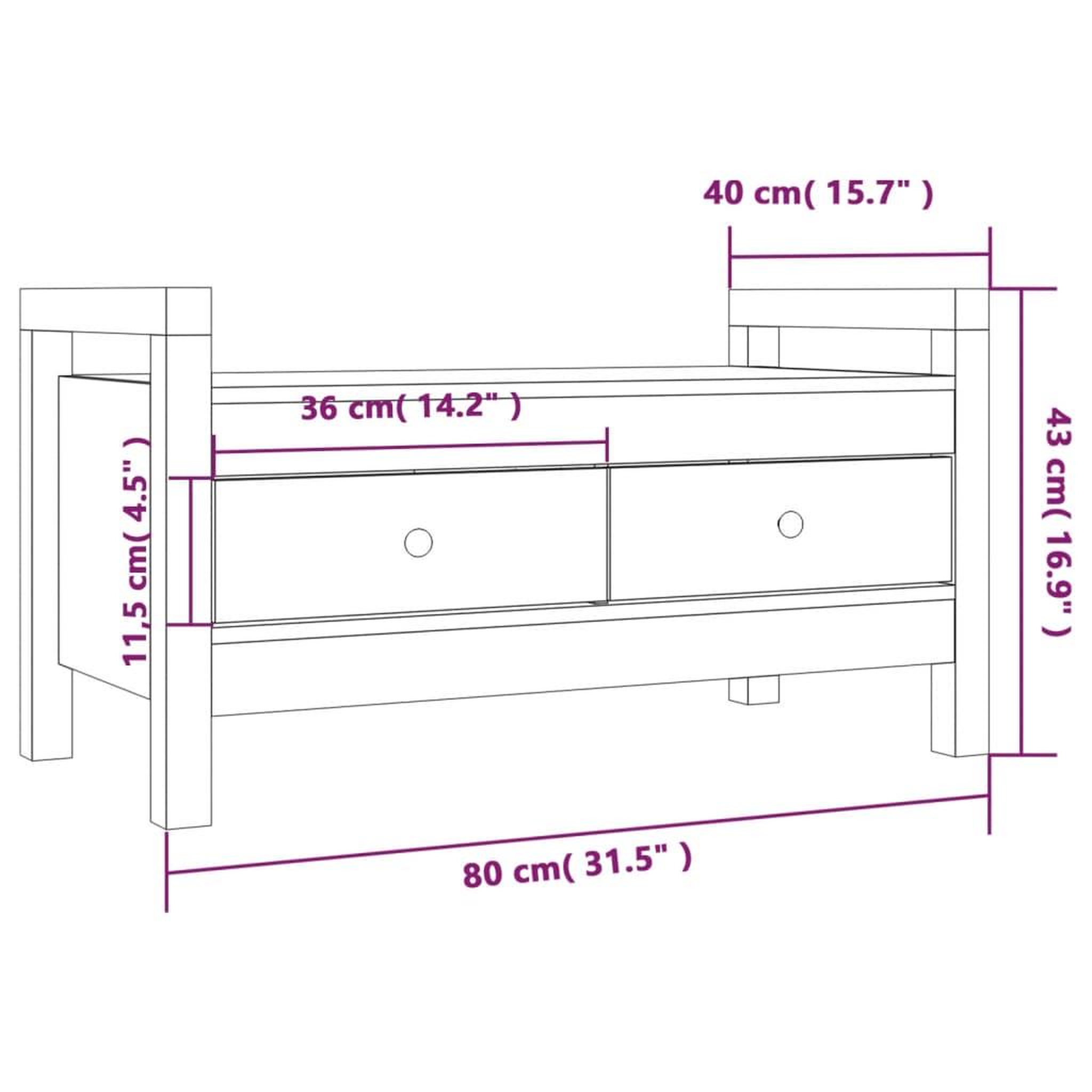 Voir la diapositive 6 : VIDAXL Banc d'entree Blanc 80x40x43 cm Bois de pin massif