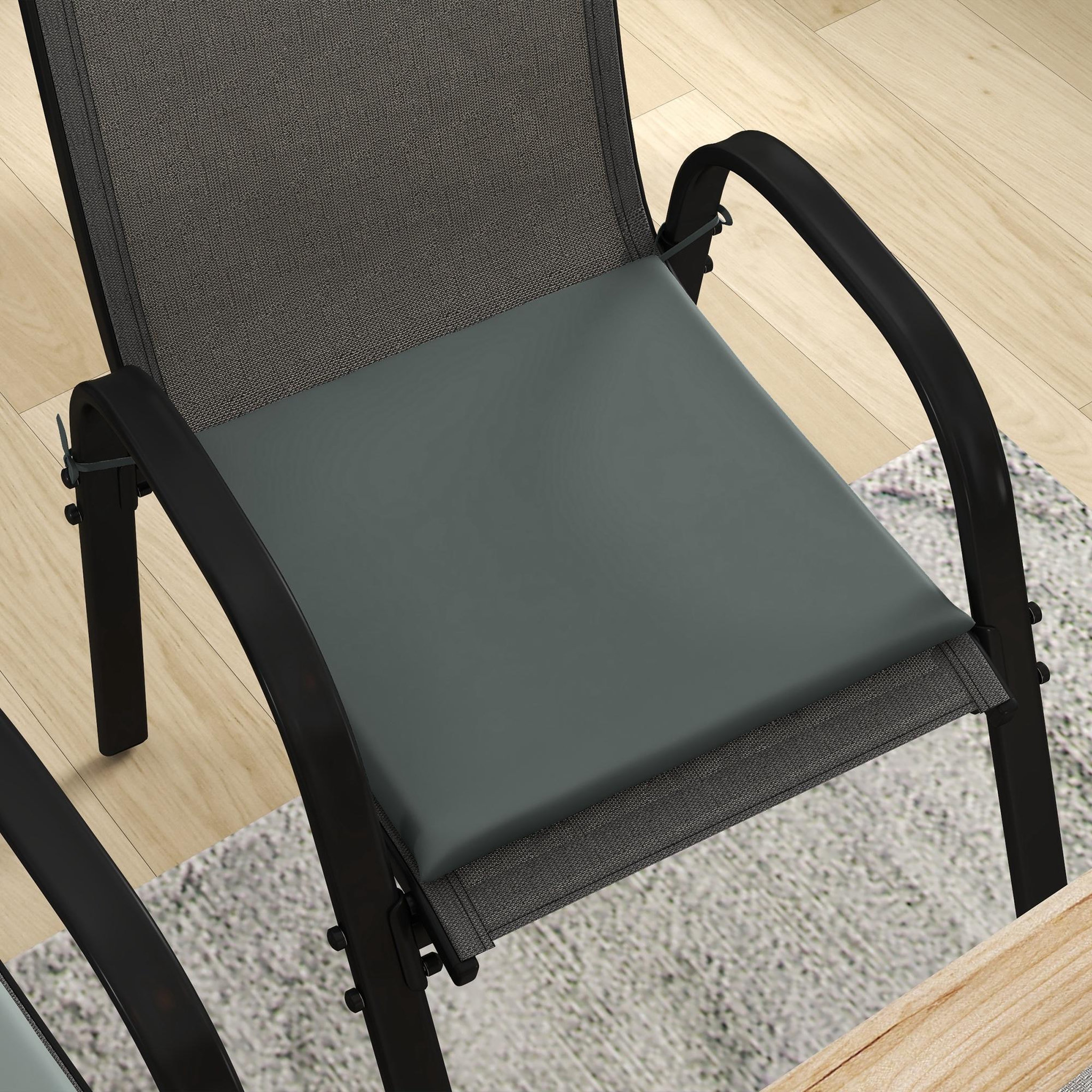 Voir la diapositive 5 : OUTSUNNY Lot de 6 coussins de chaises de jardin polyester gris foncé