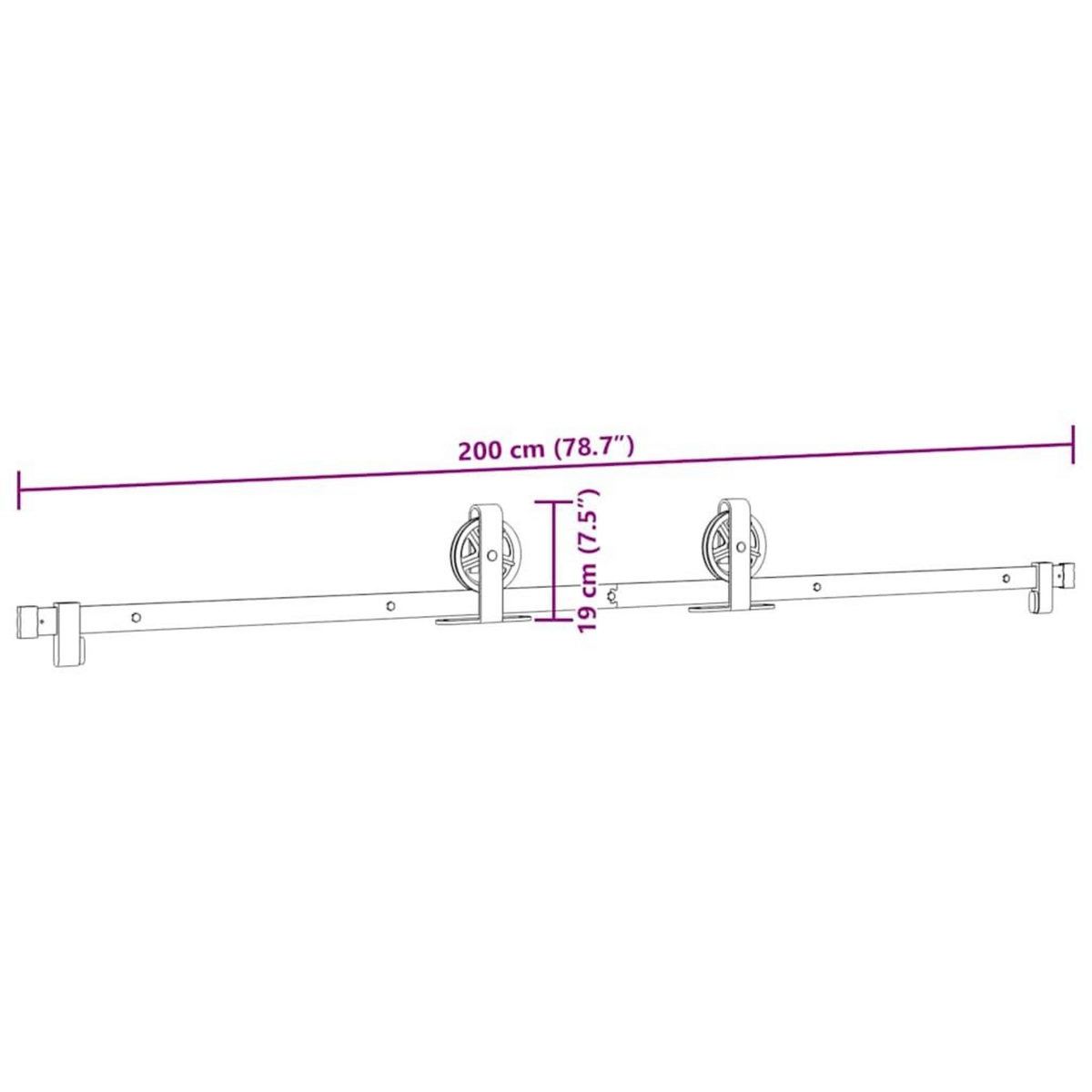 VIDAXL Kit de quincaillerie de porte coulissante 200 cm Acier Noir