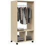Voir la diapositive 1 : HOMCOM Armoire penderie étagère 2 niches penderie 4 roulettes pivotantes dim. 60L x 40l x 128H cm coloris chêne clair