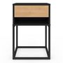 Voir la diapositive 3 : ID MARKET Lot de 2 tables de chevet ERNEST 1 tiroir et 1 niche noir et façon hêtre