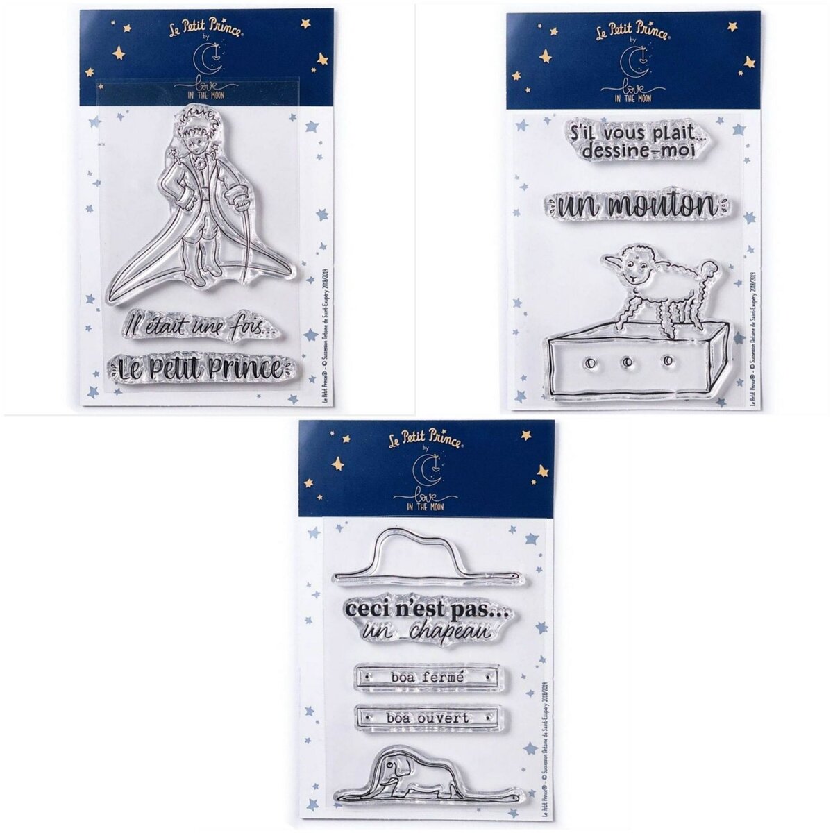  11 Tampons transparents Le Petit Prince Messages + Mouton + Boa Eléphant