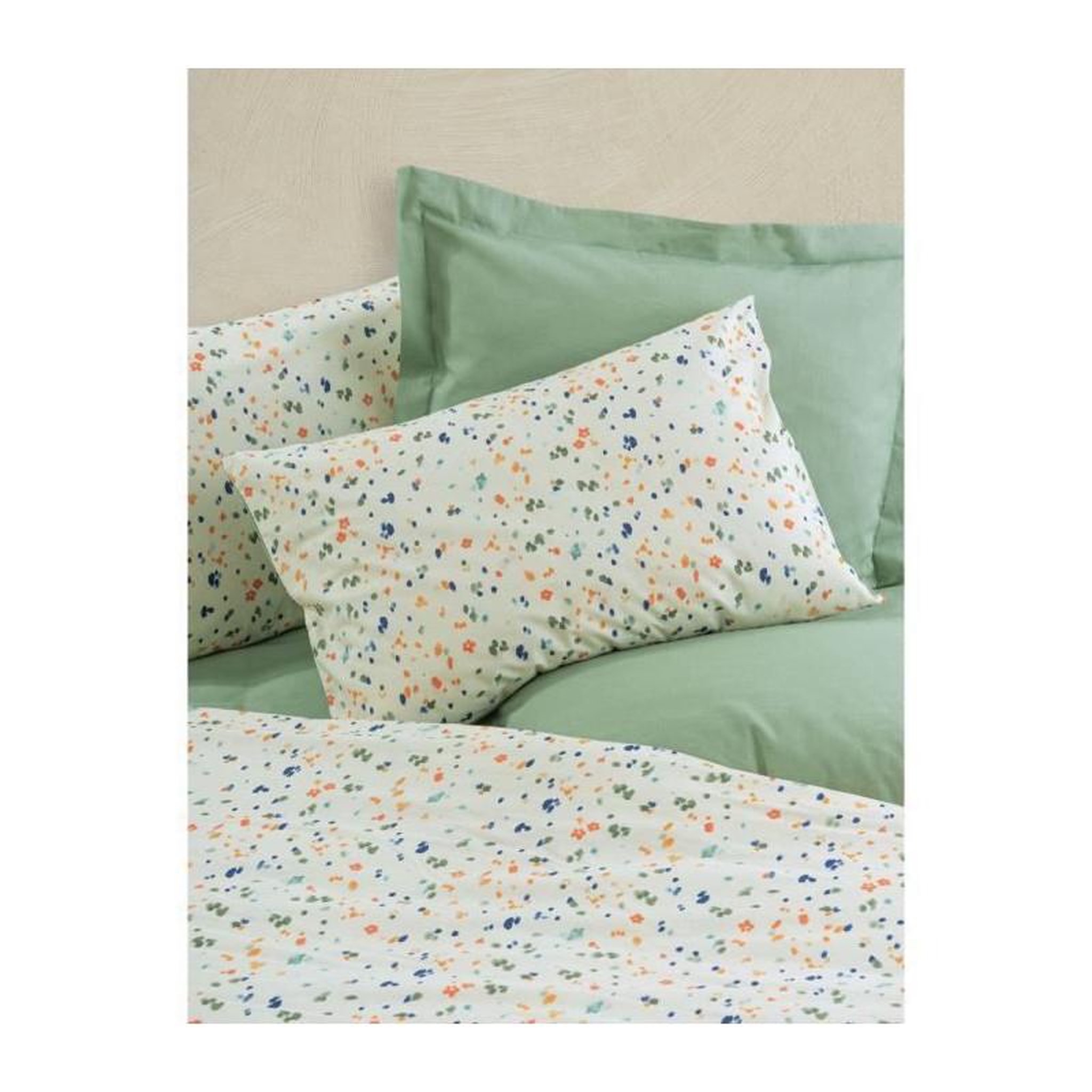 Voir la diapositive 2 : GENERIQUE Parure de lit - 129CTN64279 - 1 housse de couette 220 x 240 cm + 2 taies d'oreiller 60 x 60 cm - 100% coton ranforcé - Vert