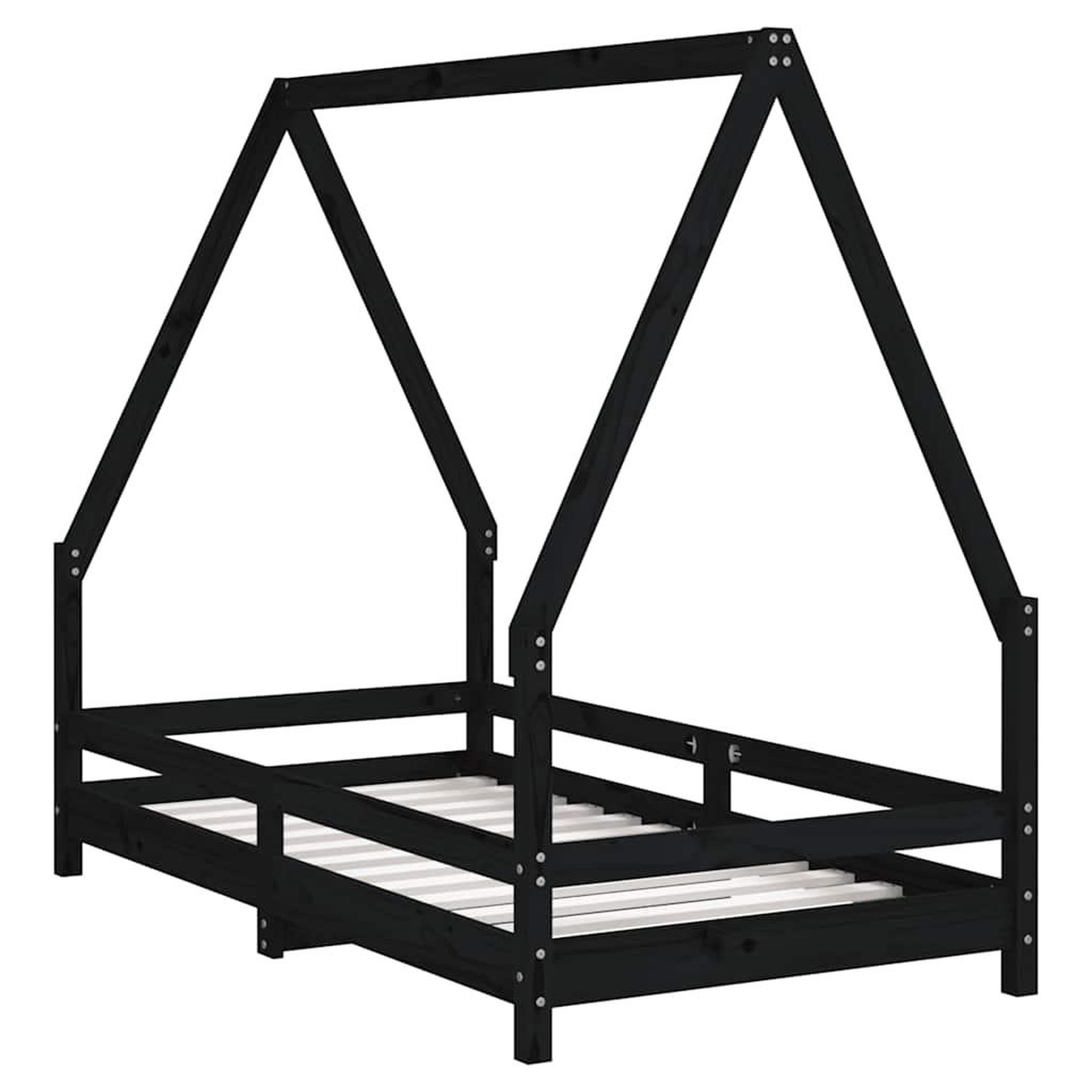 Voir la diapositive 2 : VIDAXL Cadre de lit pour enfant noir 80x160 cm bois de pin massif