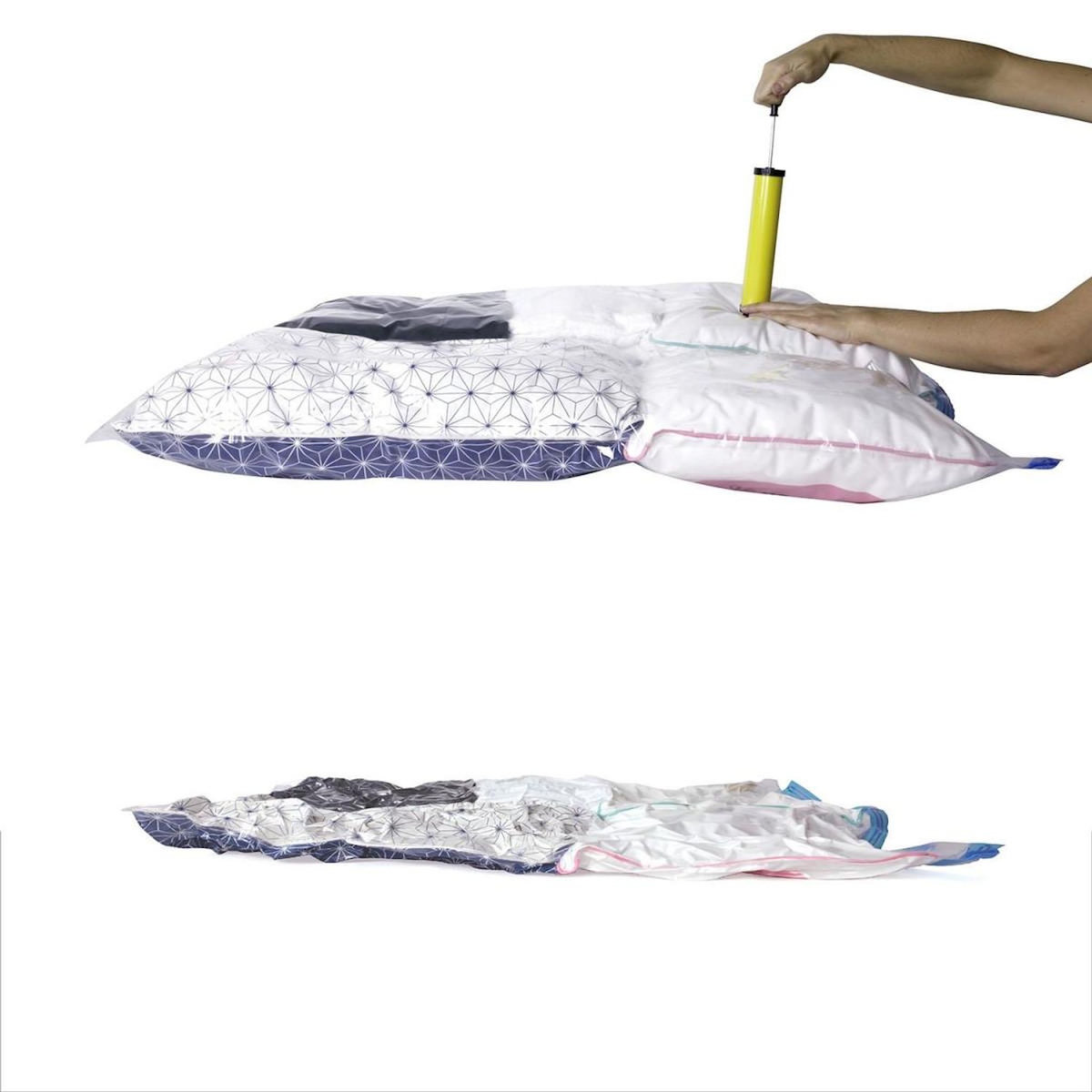 Paris Prix Lot de 6 Housses & Pompe  Vide d'Air  100cm Transparent