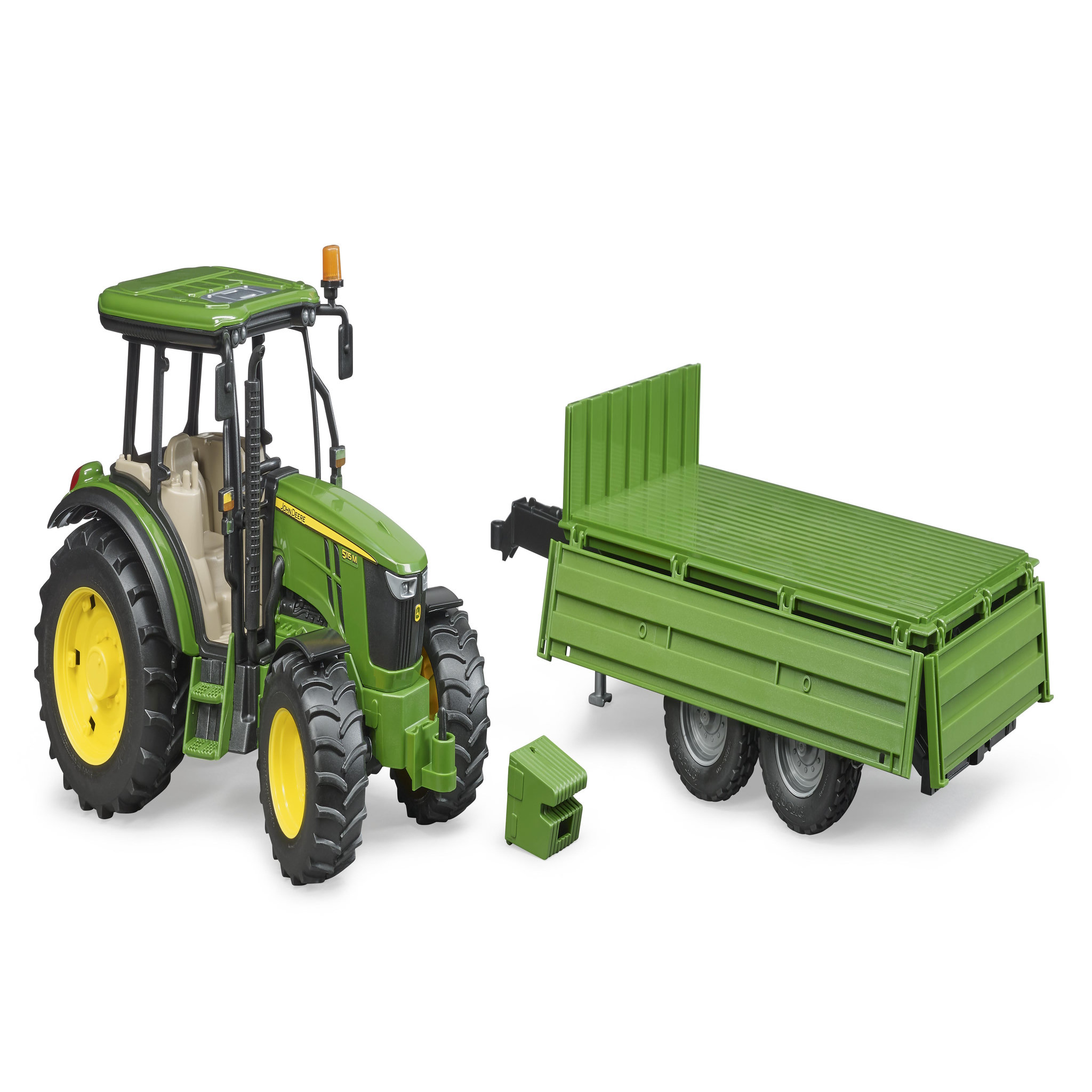 Voir la diapositive 3 : Bruder Tracteur John Deere 5115M avec remorque