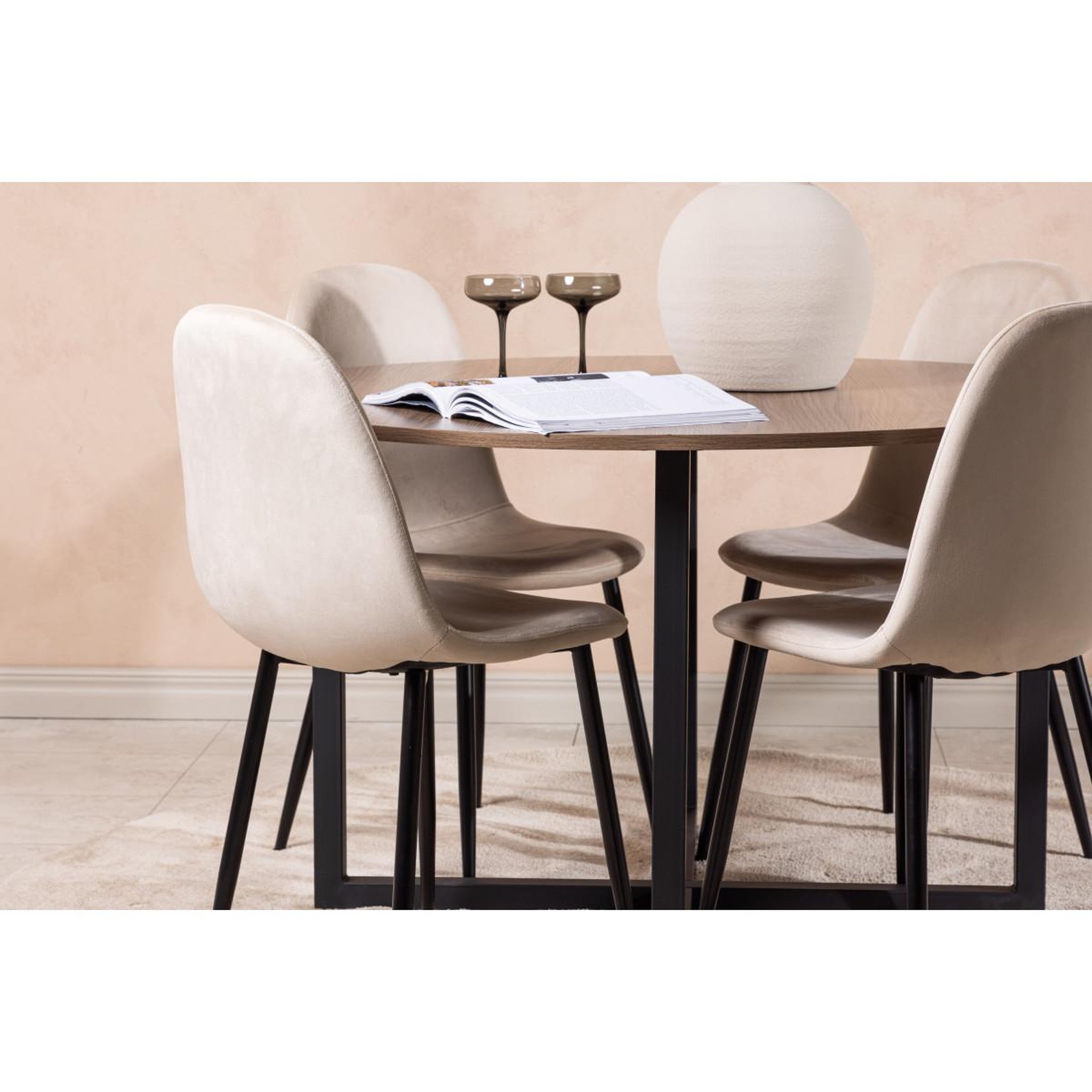 Voir la diapositive 4 : Paris Prix Ensemble table à manger & 4 chaises  durango & polar  120cm noyer & beige clair
