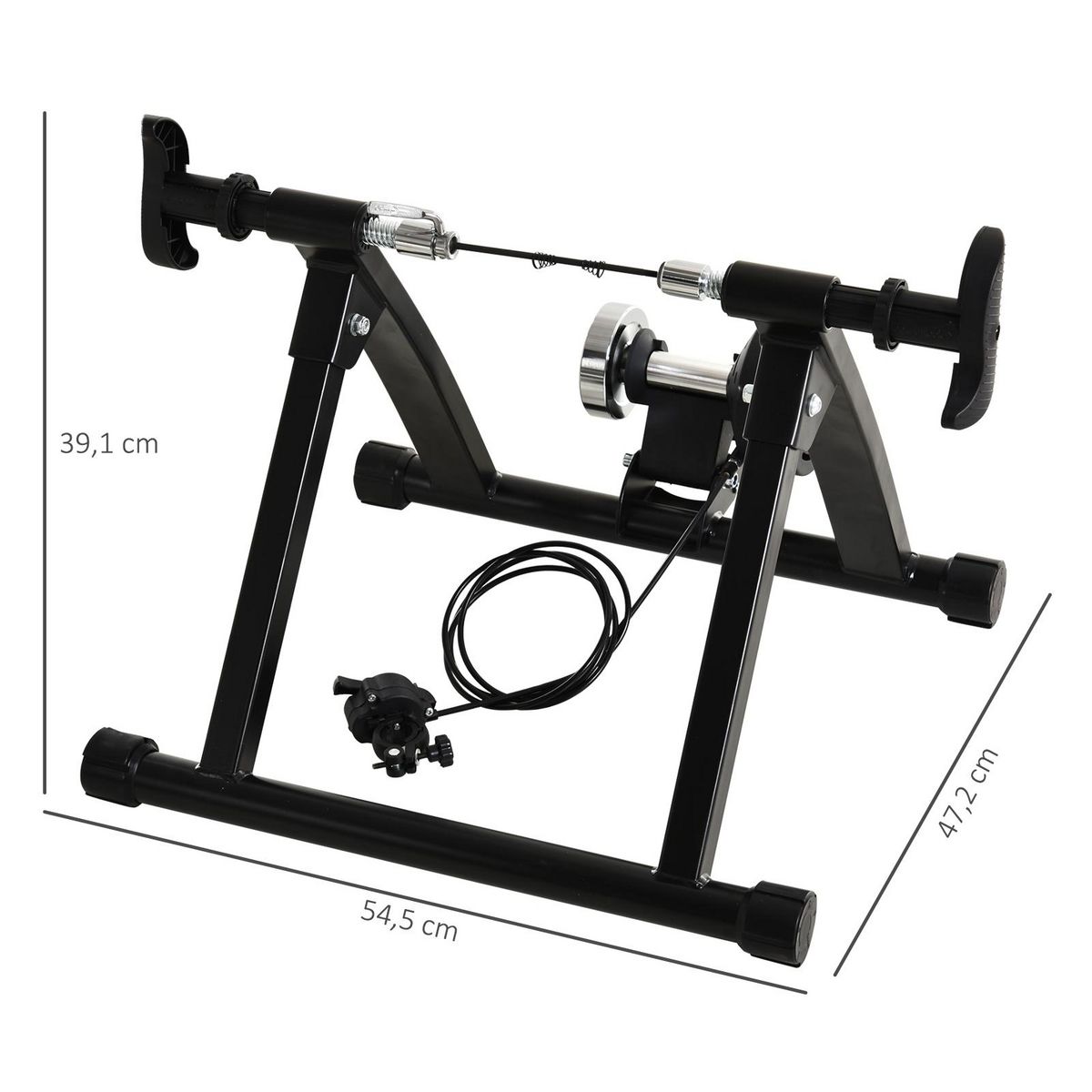 HOMCOM Home trainer pour vélo support entraînement vélo VTT trainer magnétique pliable 5 niveaux de résistance réglable noir