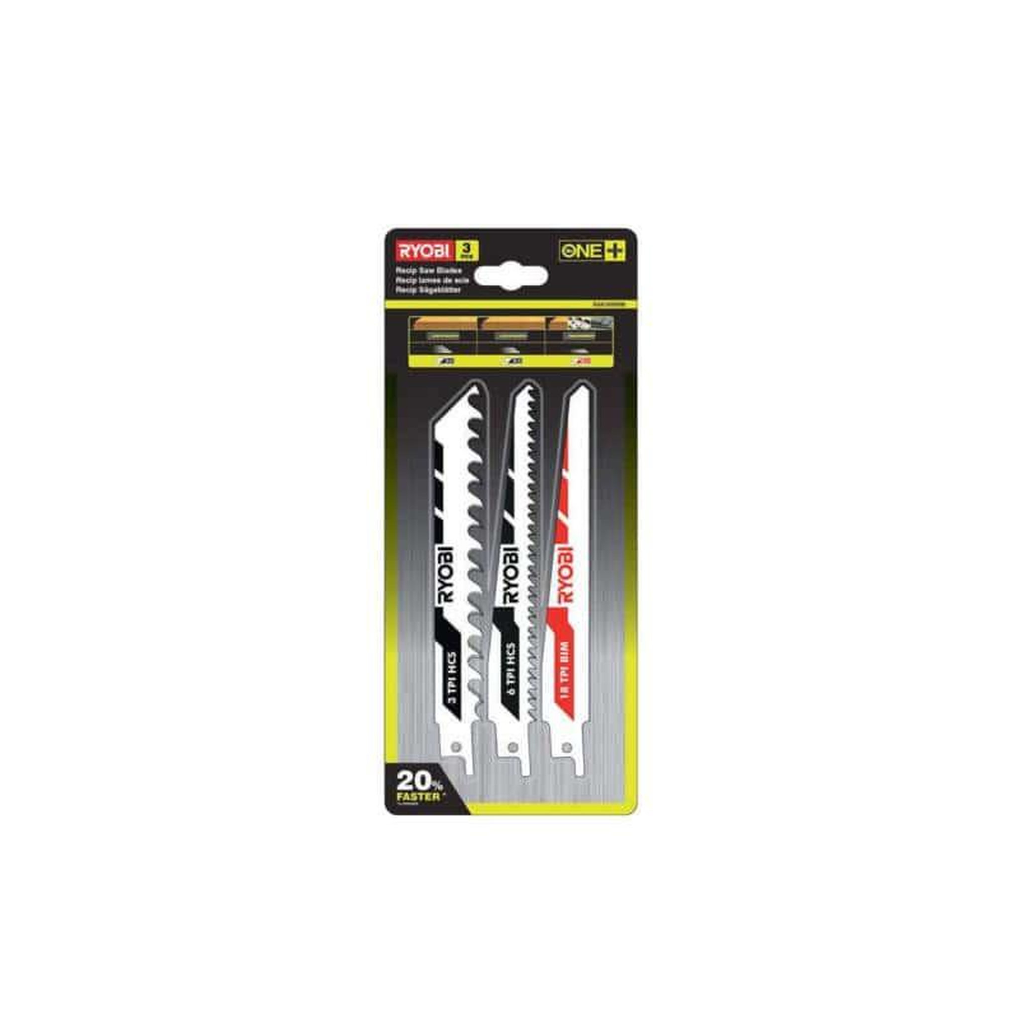 Ryobi Lot de 3 lames ryobi one+ spéciales scie sabre sans fil rak3rbwm