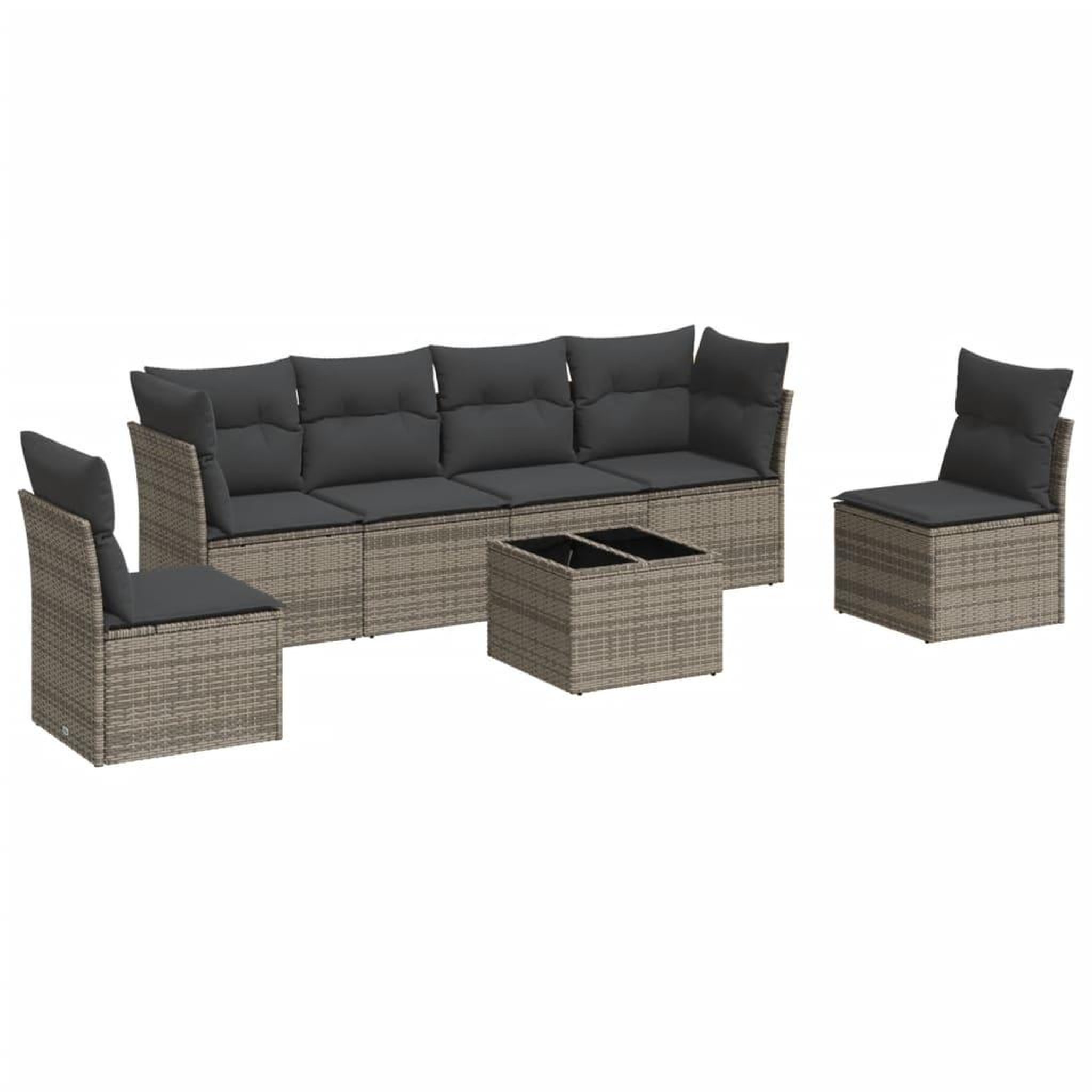 Voir la diapositive 2 : VIDAXL Salon de jardin avec coussins 7 pcs gris resine tressee