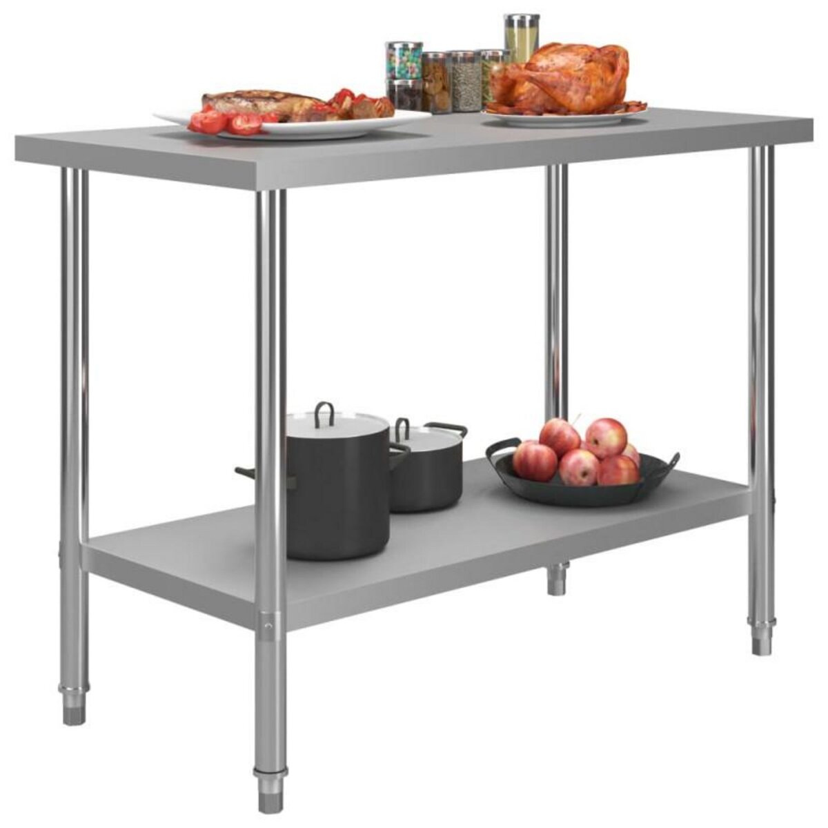 VIDAXL Table de travail de cuisine 120x60x85 cm Acier inoxydable