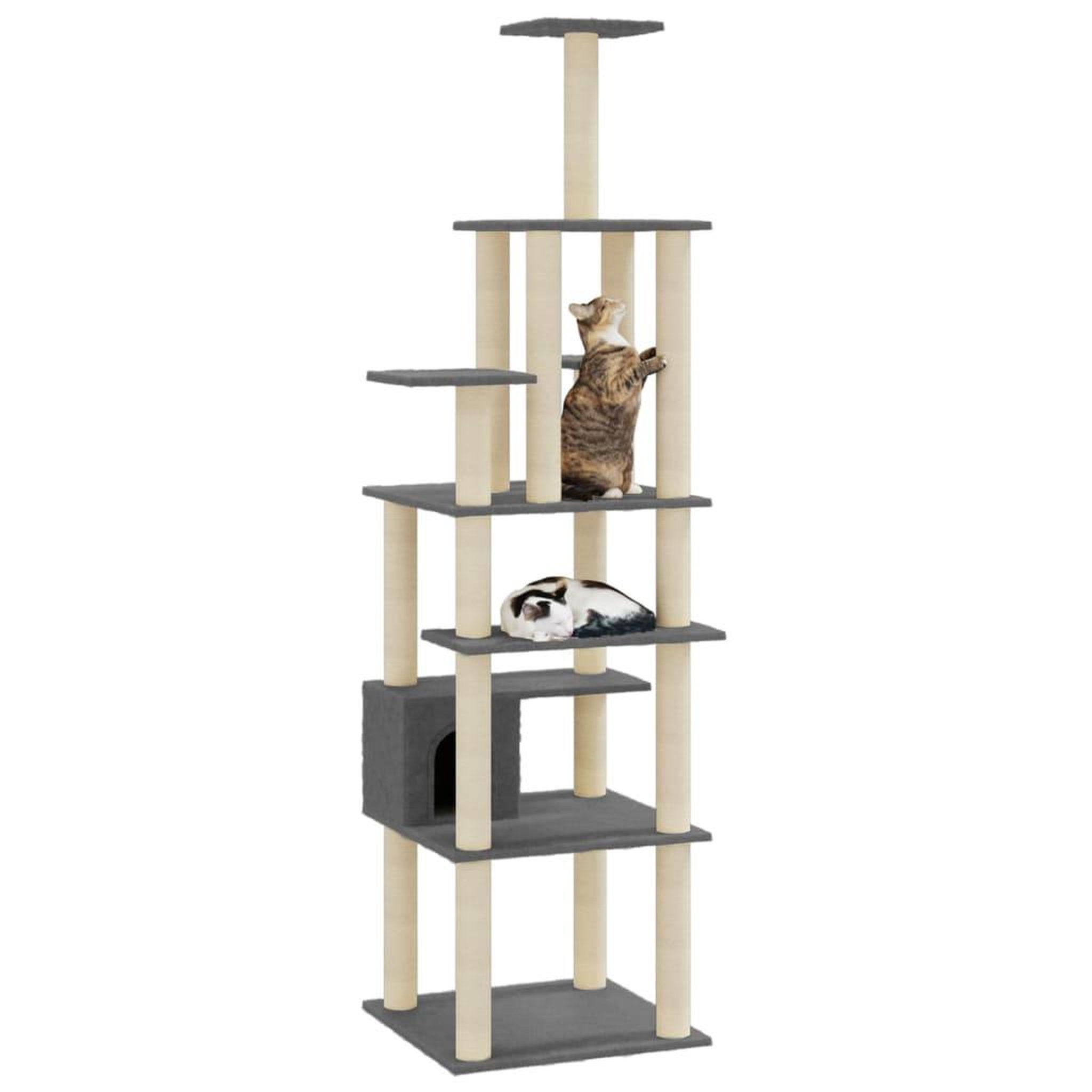 Voir la diapositive 3 : VIDAXL Arbre a chat avec griffoirs en sisal Gris fonce 183 cm