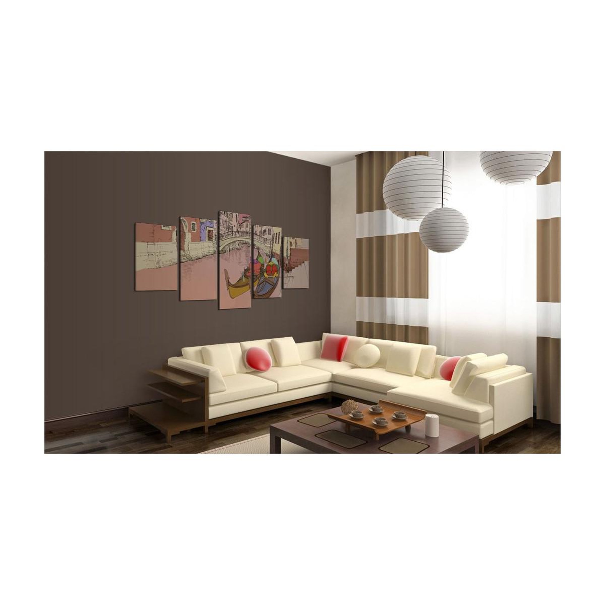 Voir la diapositive 2 : Paris Prix Tableau Imprimé  Romantic Gondolas 5 Pieces