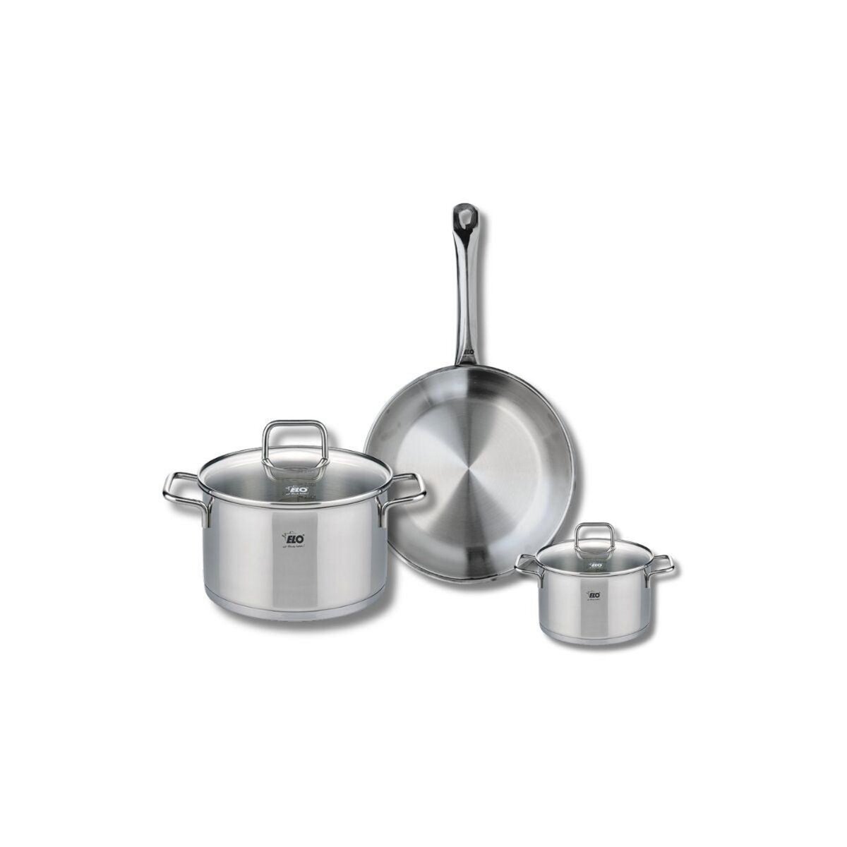 ELO Ensemble de 1 Poêle de cuisson 24 cm et 2 faitouts 12 et 20 cm Elo Profi Citrin