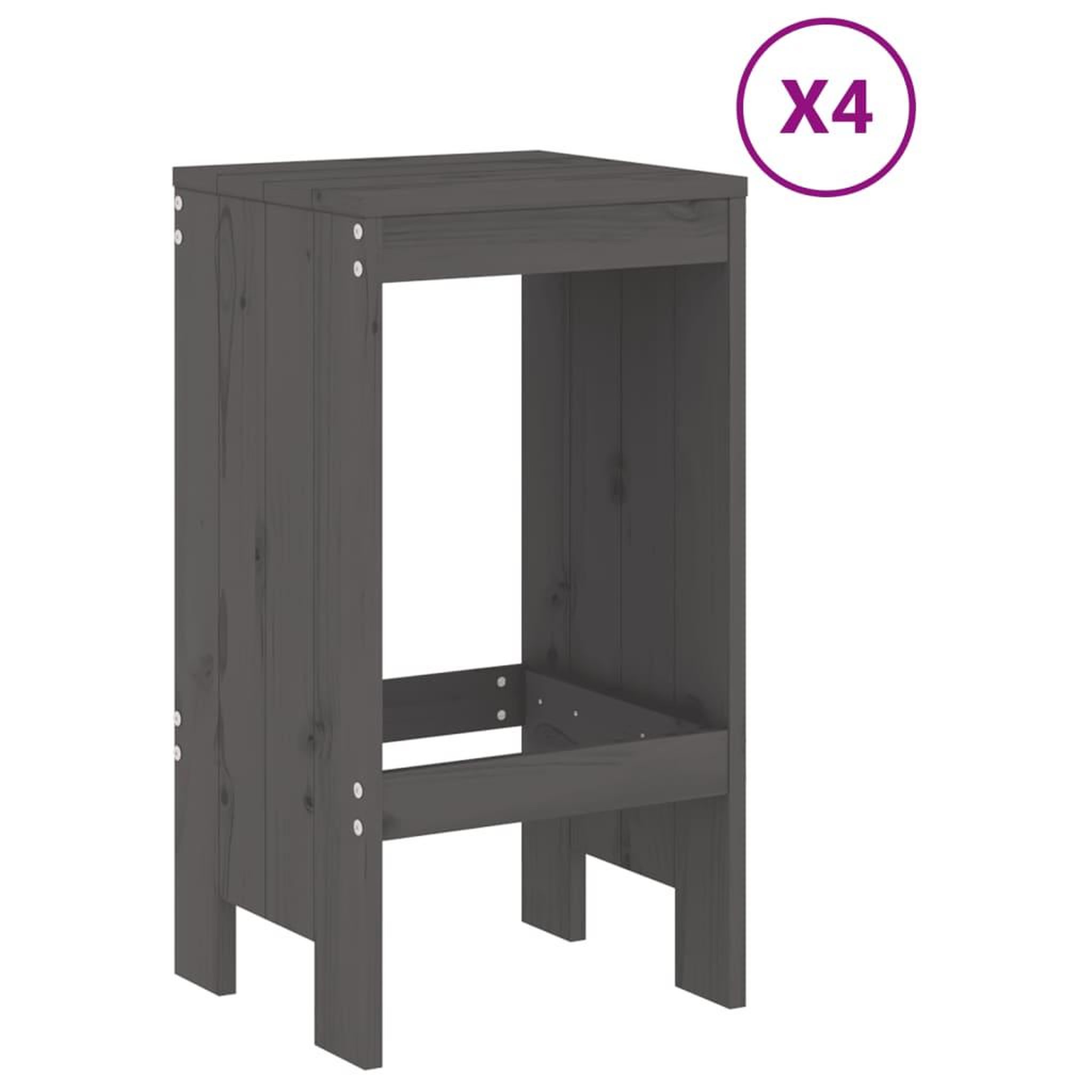 Voir la diapositive 3 : VIDAXL Ensemble de bar de jardin 5 pcs gris bois de pin massif