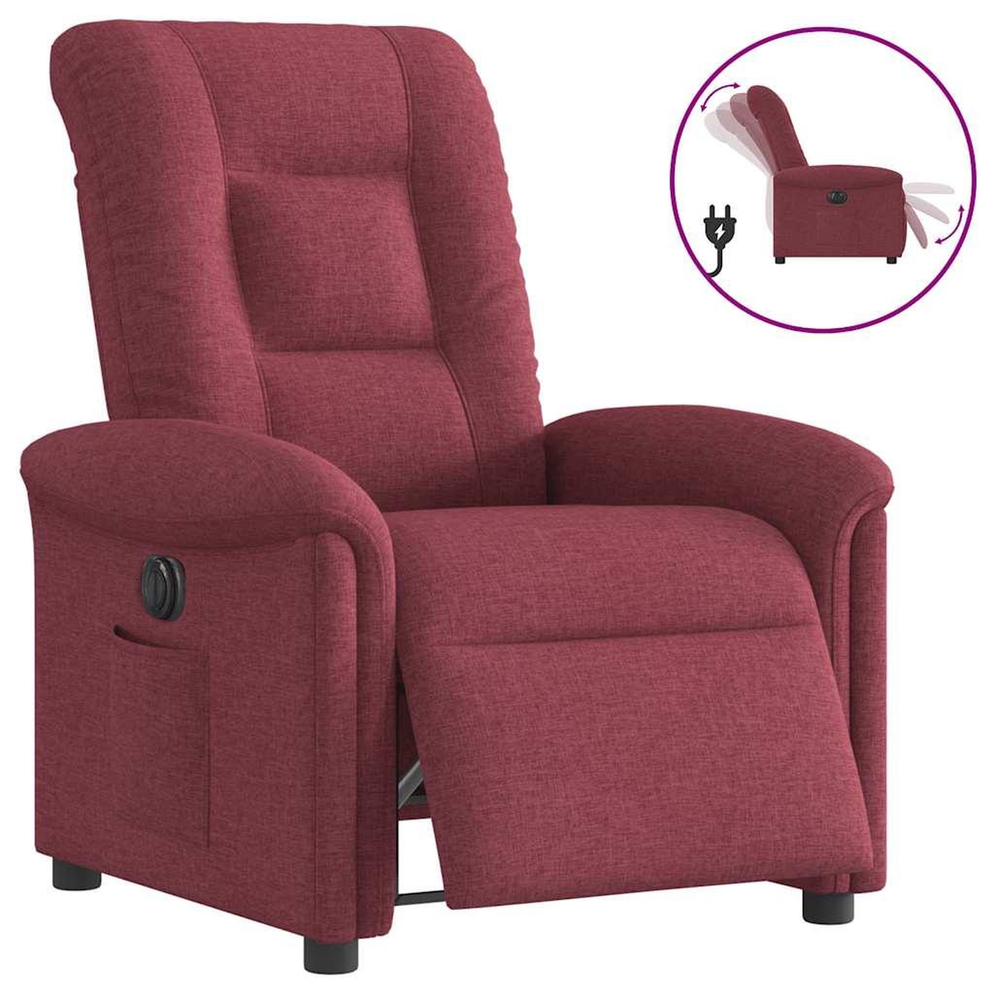 VIDAXL Fauteuil inclinable electrique Rouge bordeaux Tissu
