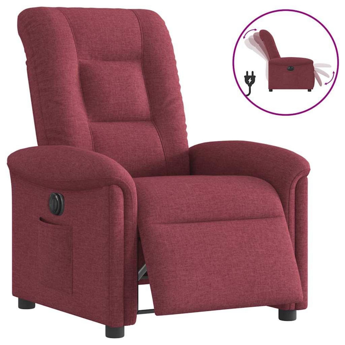 VIDAXL Fauteuil inclinable electrique Rouge bordeaux Tissu