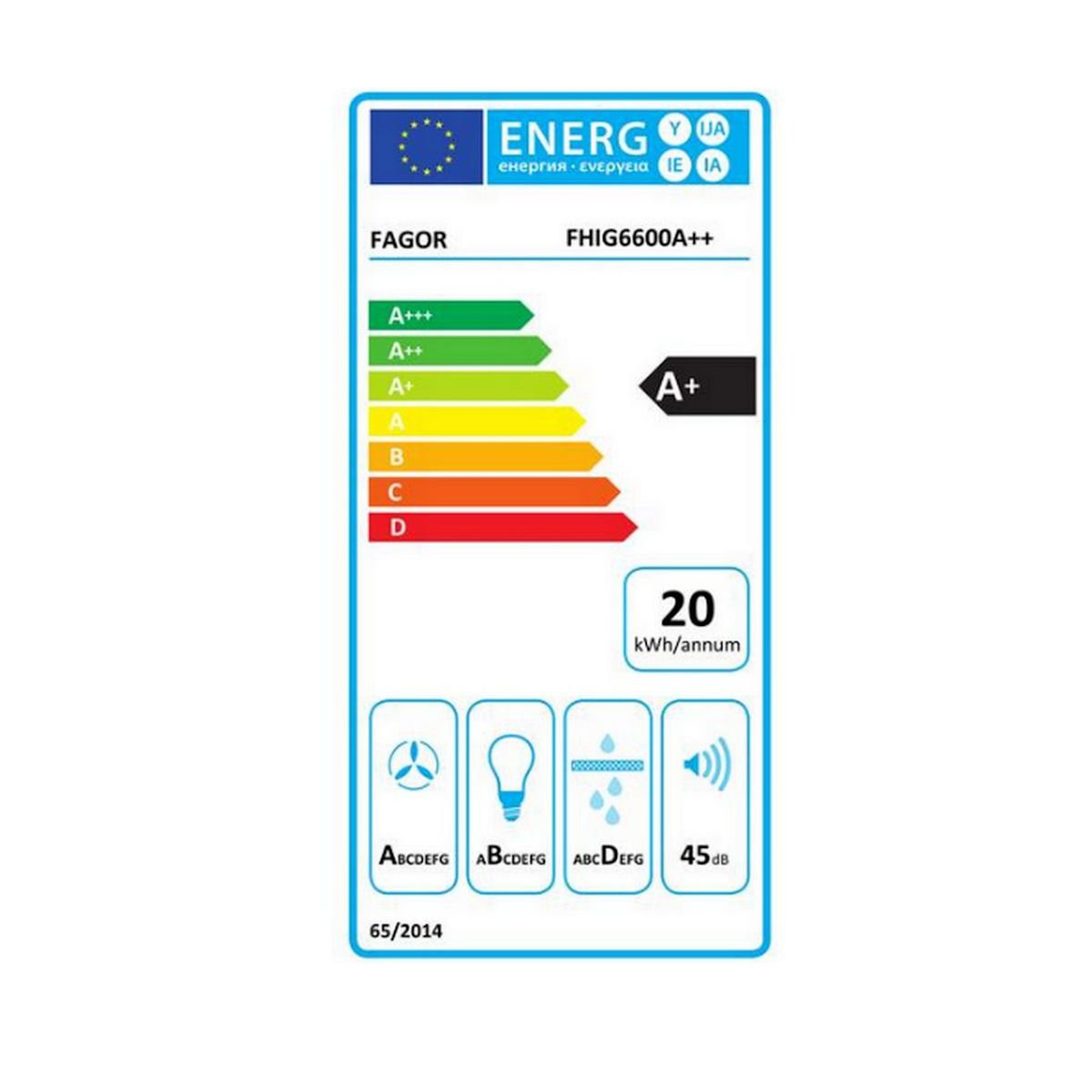 Fagor Hotte décorative murale 60cm 546m3/h noir - FHIG6600A++
